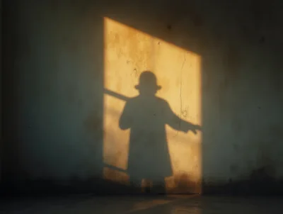 Shadow Of A Man In A Hat On A Wall