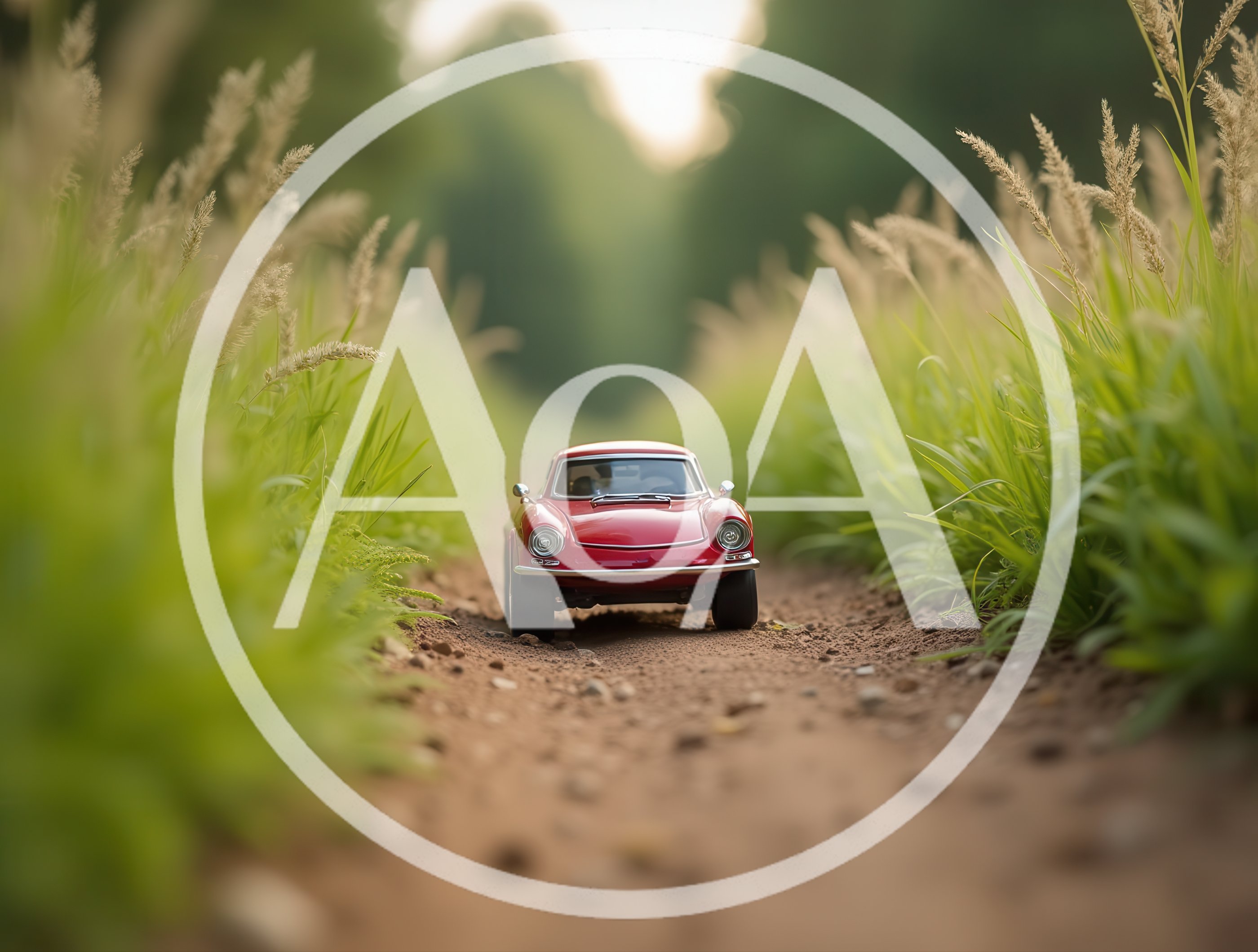 Red Vintage Toy Car On Dirt Path