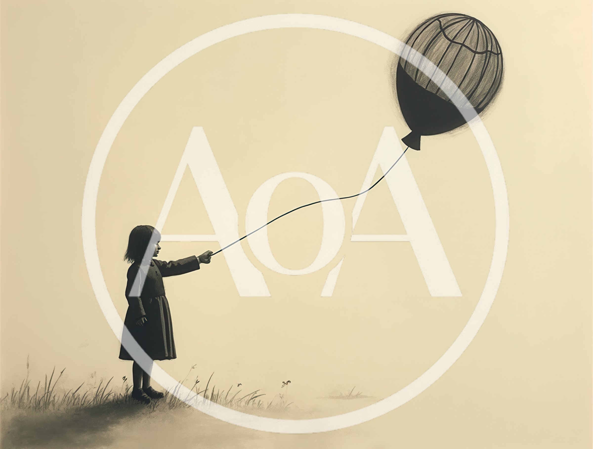 Young Girl Holding A Surreal Balloon In A Field