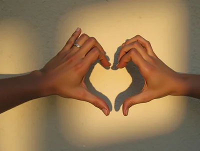 Two Hands Forming A Heart Shape Against A Wall