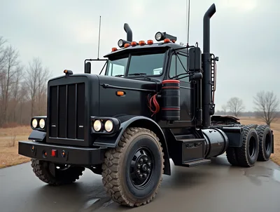 Matte Black Heavy Duty Semi Truck