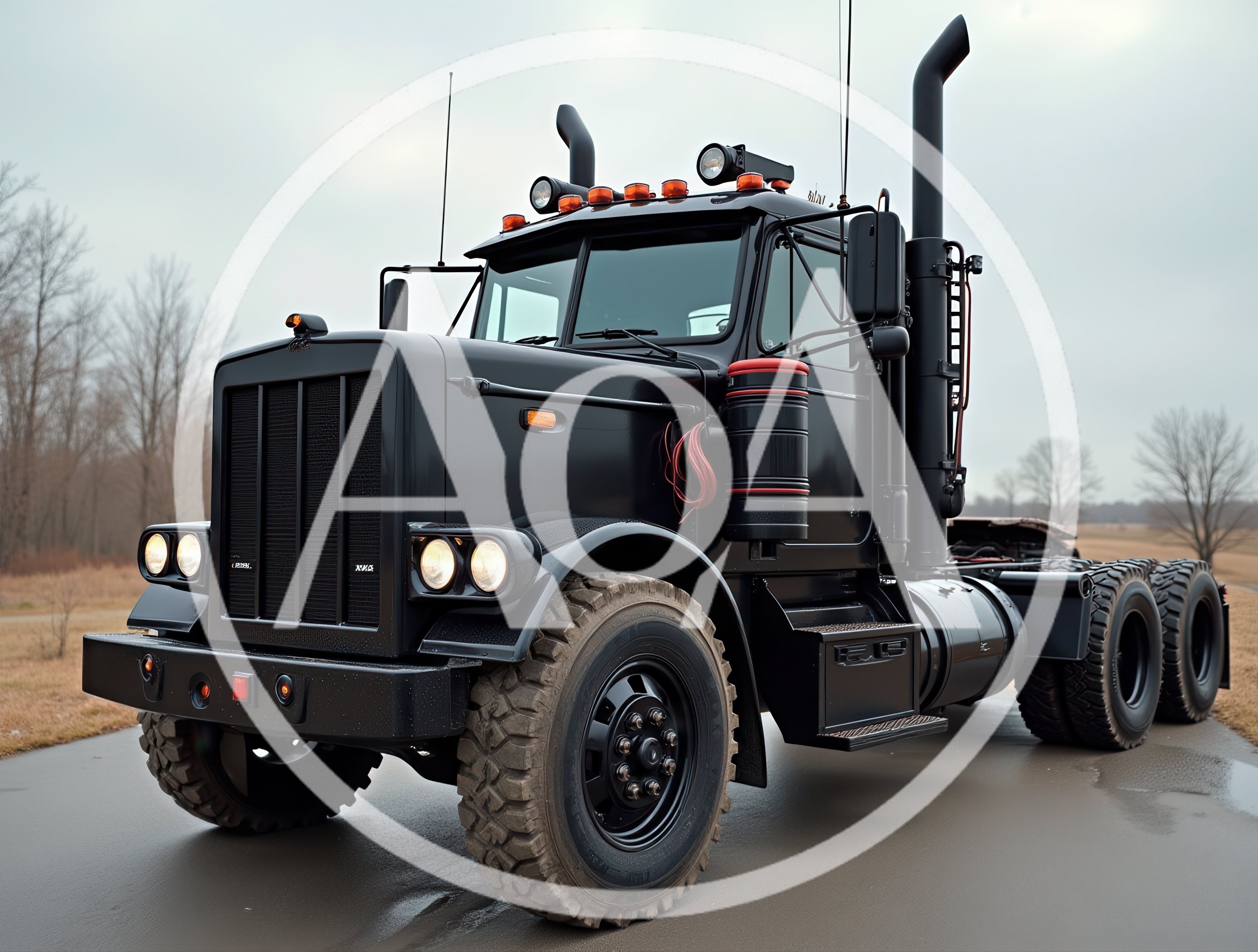 Matte Black Heavy Duty Semi Truck