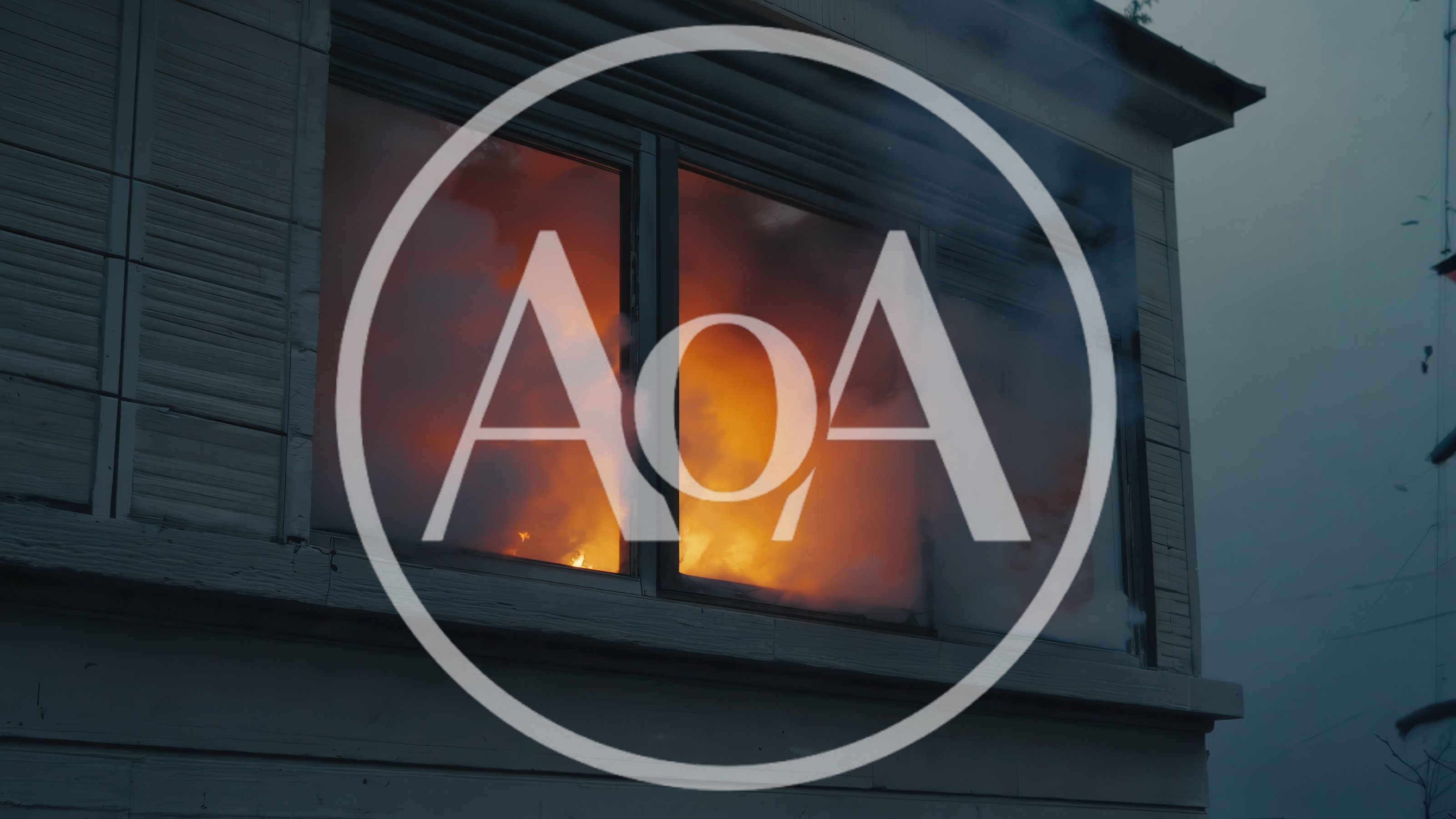 House Window Engulfed In Intense Fire And Smoke