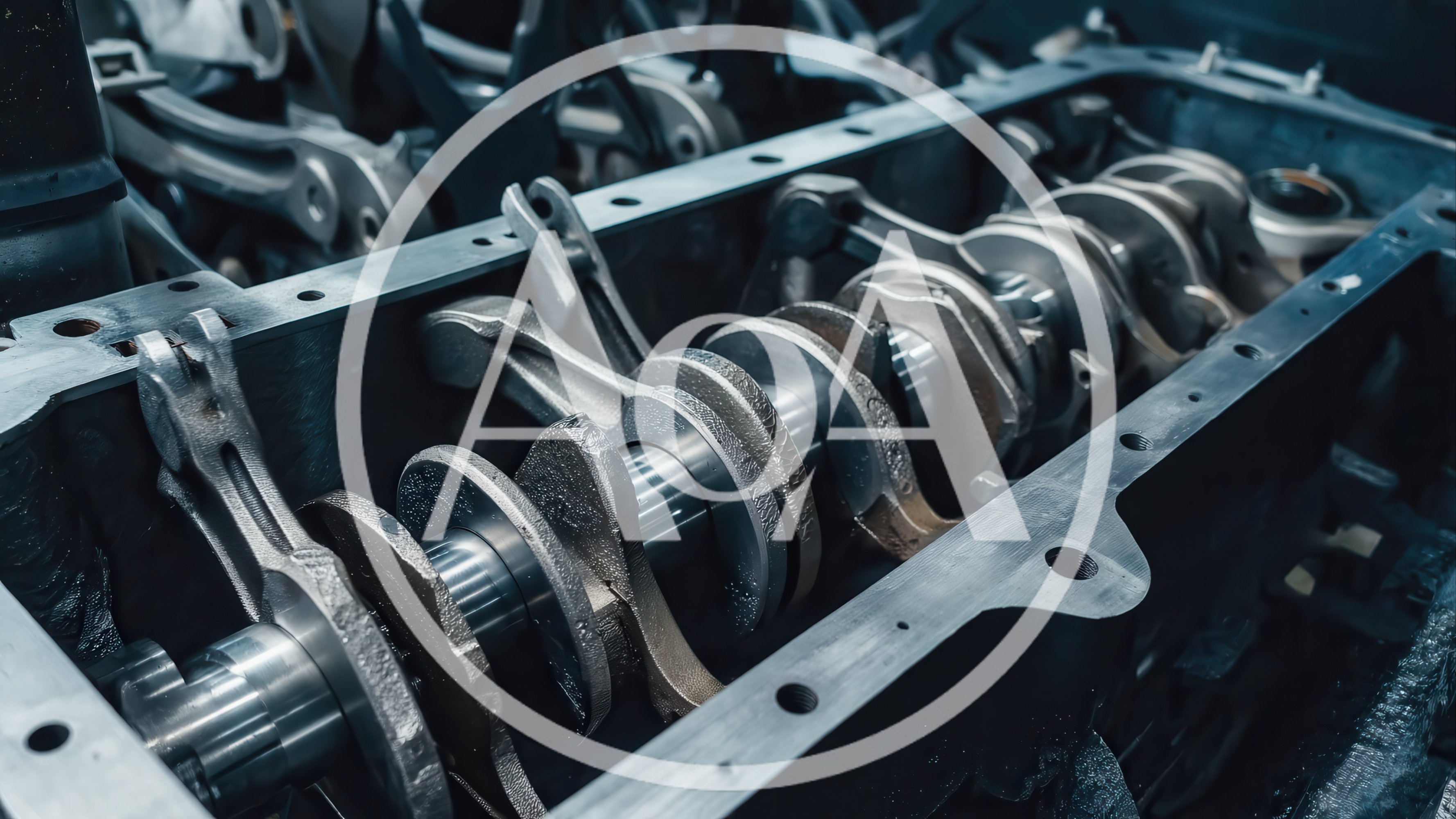 Internal View Of An Industrial Engine Crankshaft Assembly