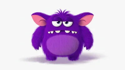 Cute Purple Furry Monster Character