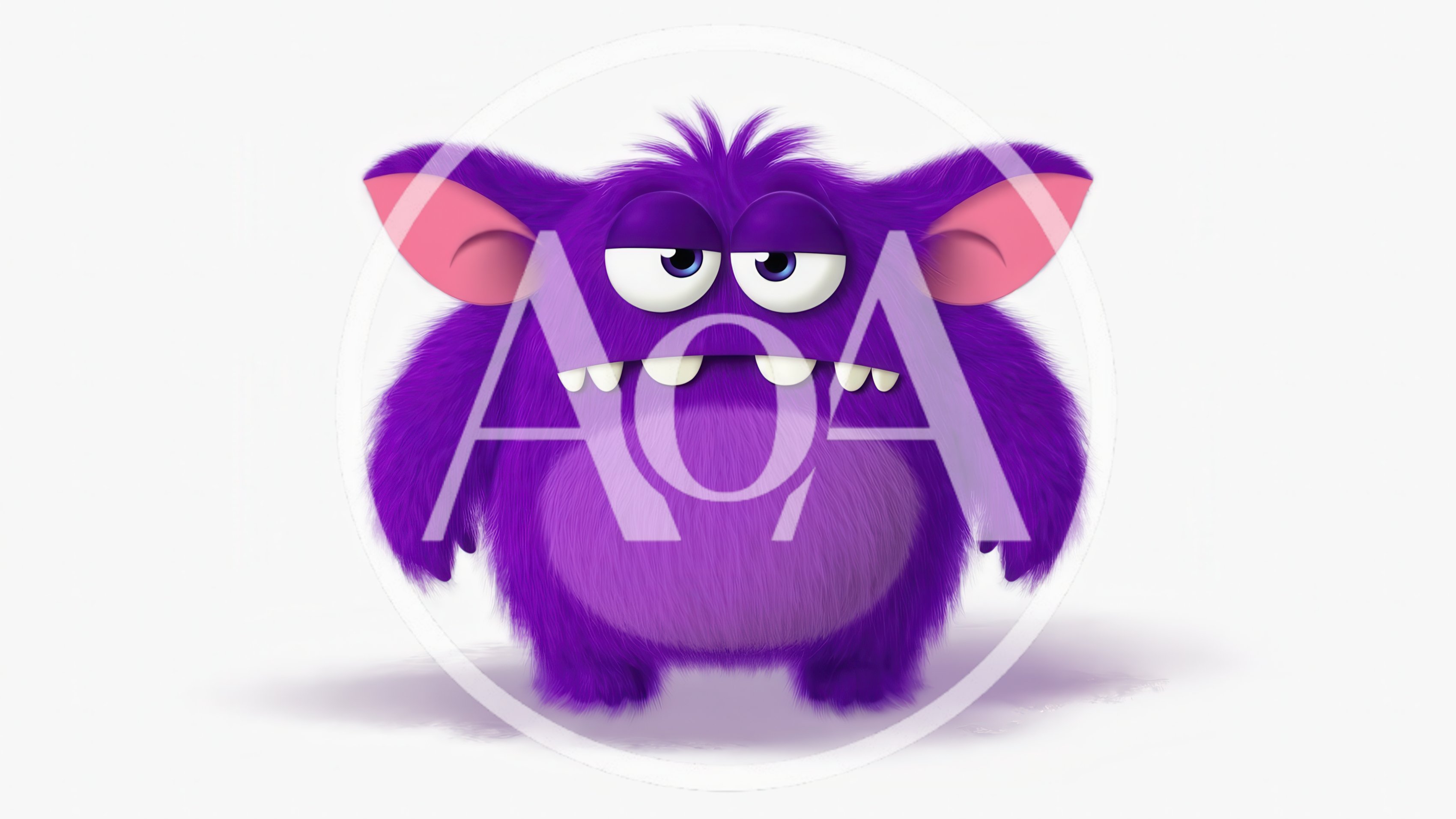 Cute Purple Furry Monster Character