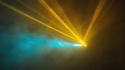 Dynamic Stage Lighting Beams In Hazy Atmosphere