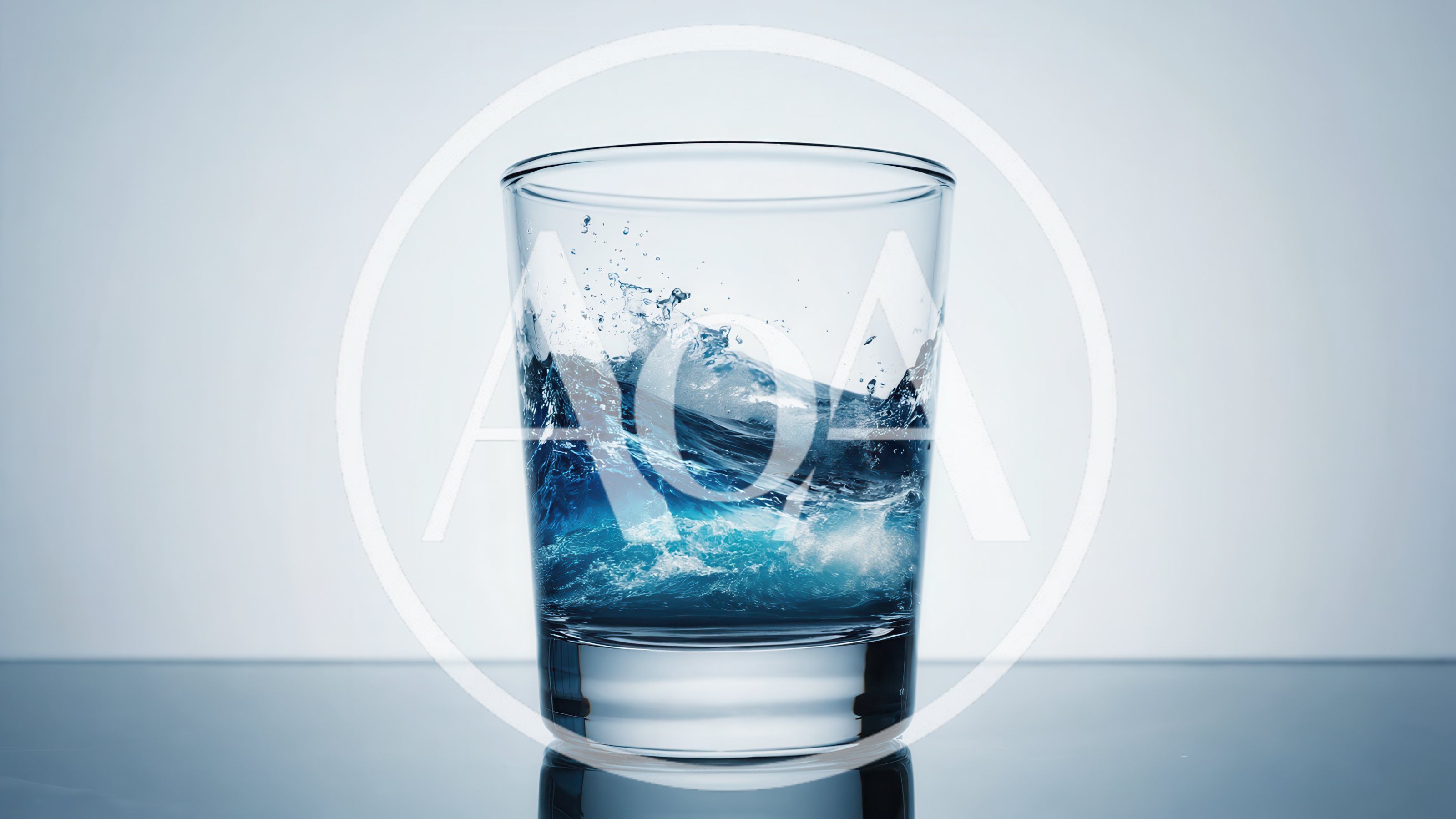 Glass Of Water With Turbulent Ocean Waves Inside