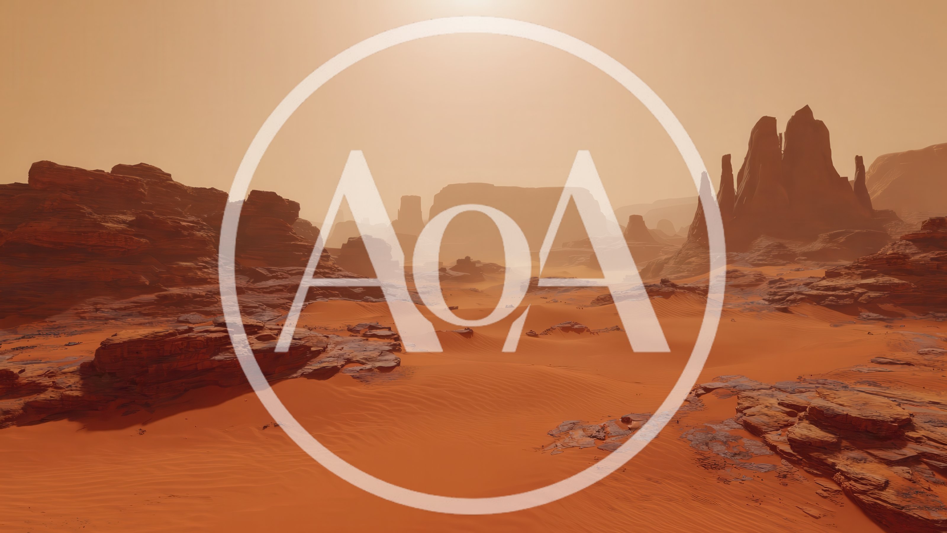 Martian Desert Landscape With Red Sand And Rock Formations