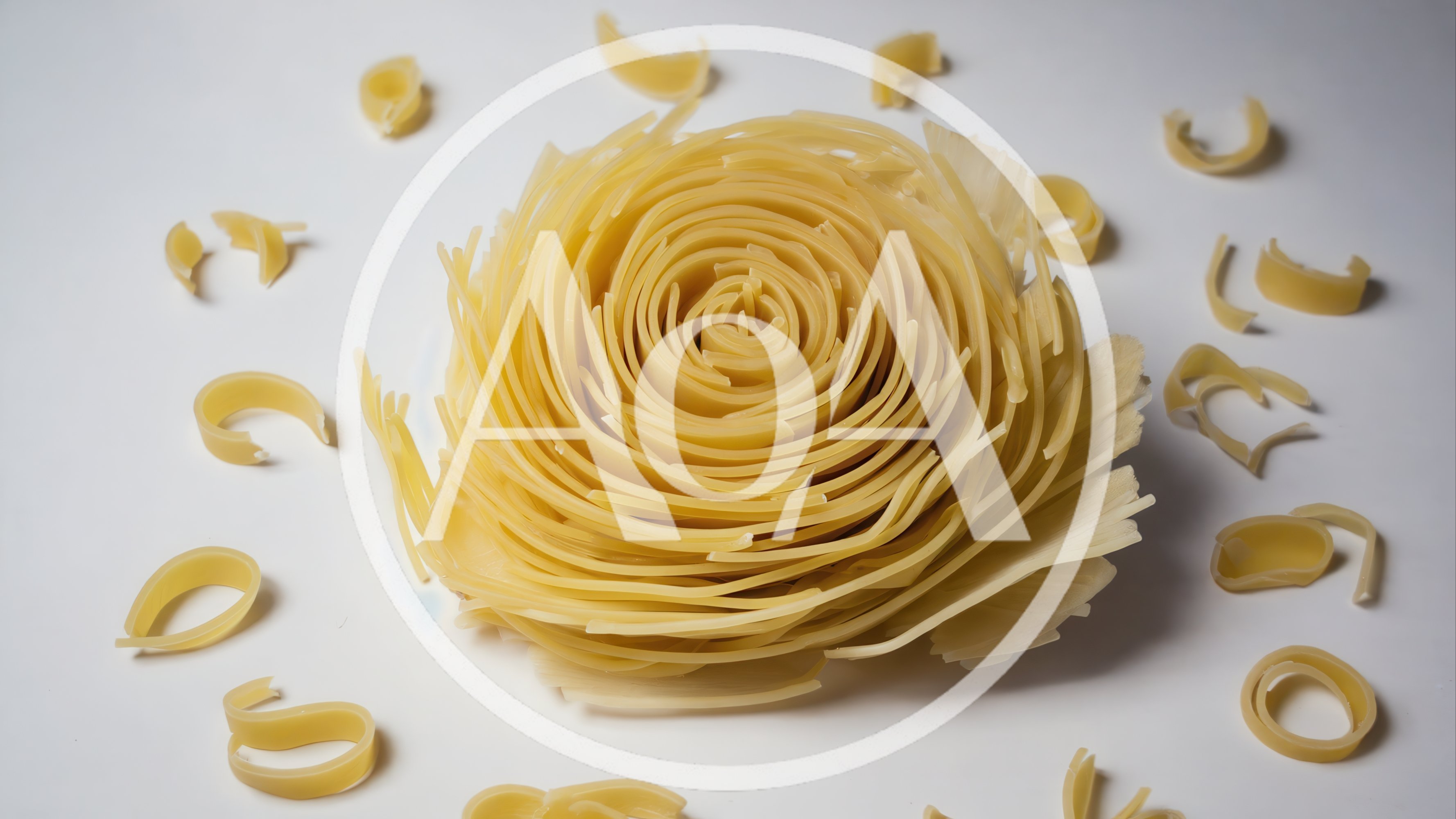 Uncooked Pasta Nest Surrounded By Scattered Pasta Pieces