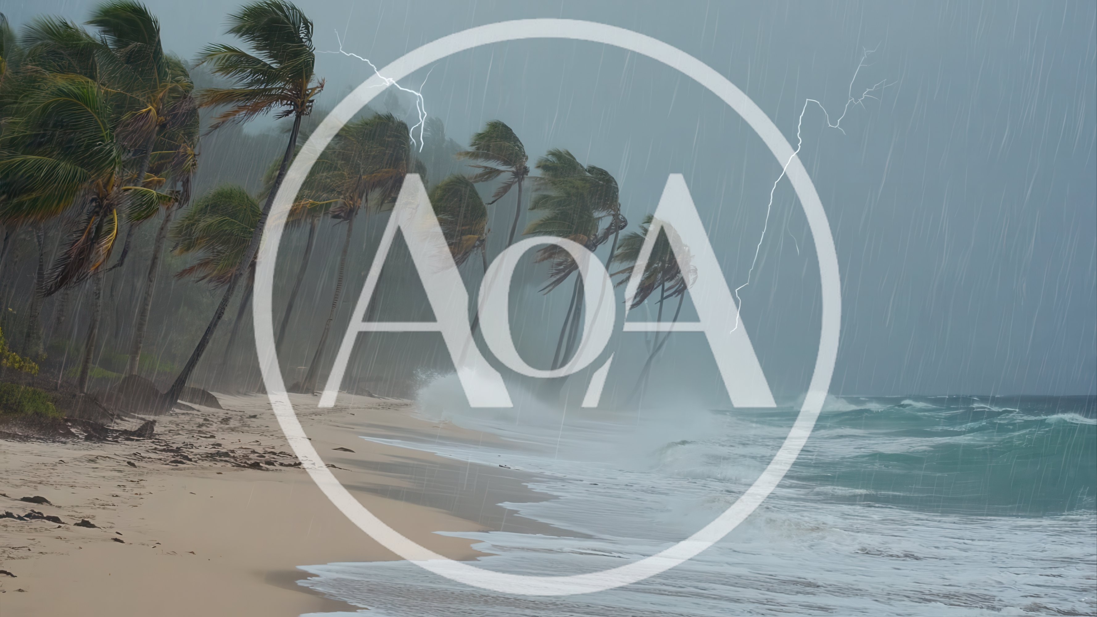 Tropical Beach During A Violent Hurricane Storm