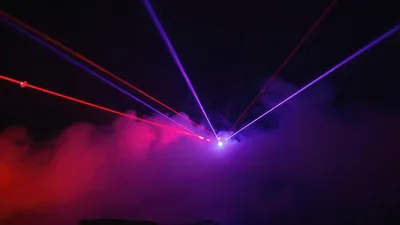 Colorful Laser Light Show With Atmospheric Smoke