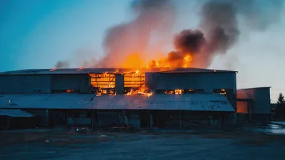 Industrial Warehouse Engulfed In Large Fire