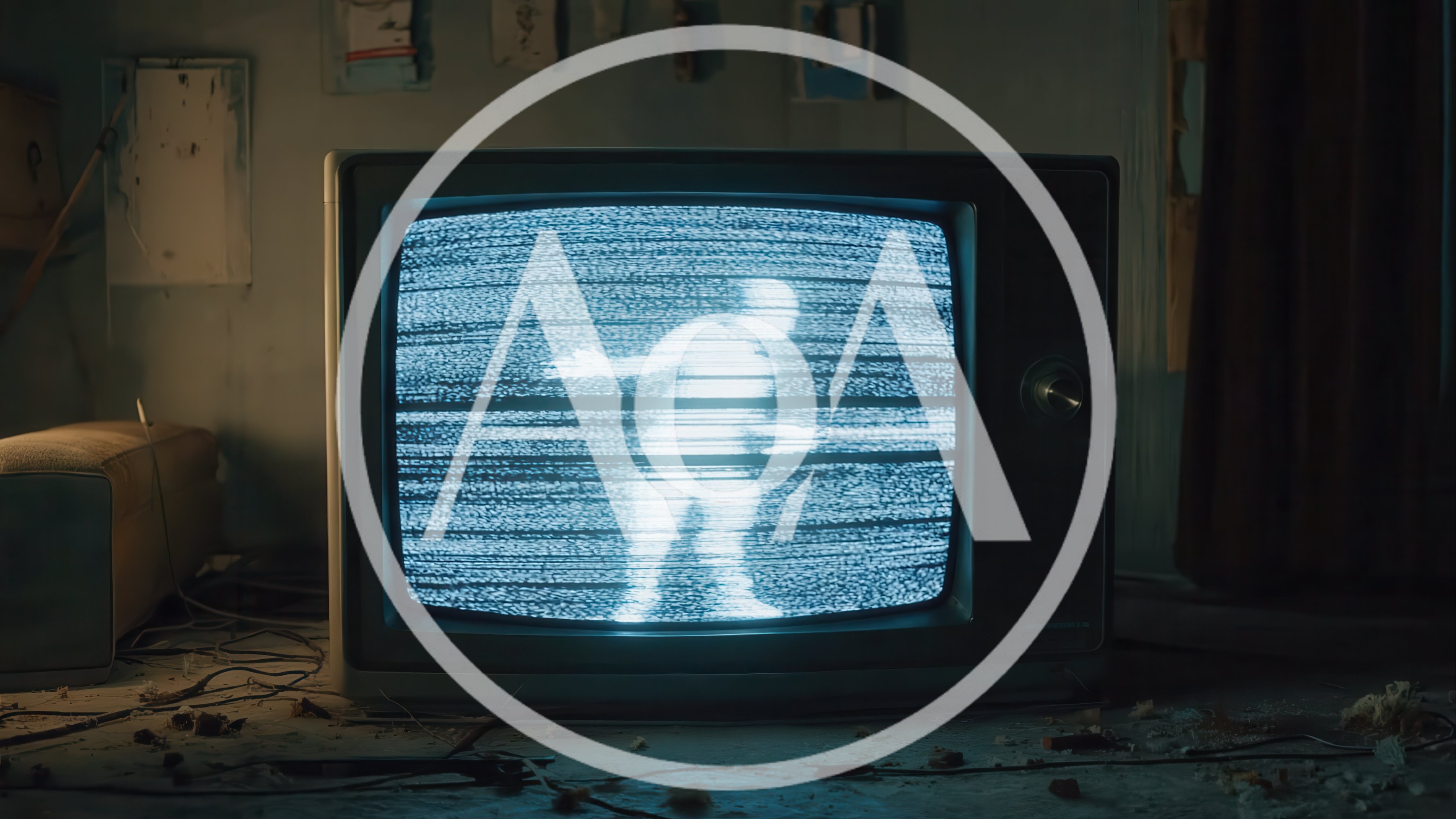 Ghostly Figure Appearing On Vintage Television Screen