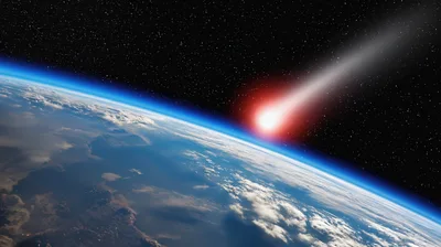 Meteor Entering Earth Atmosphere From Space