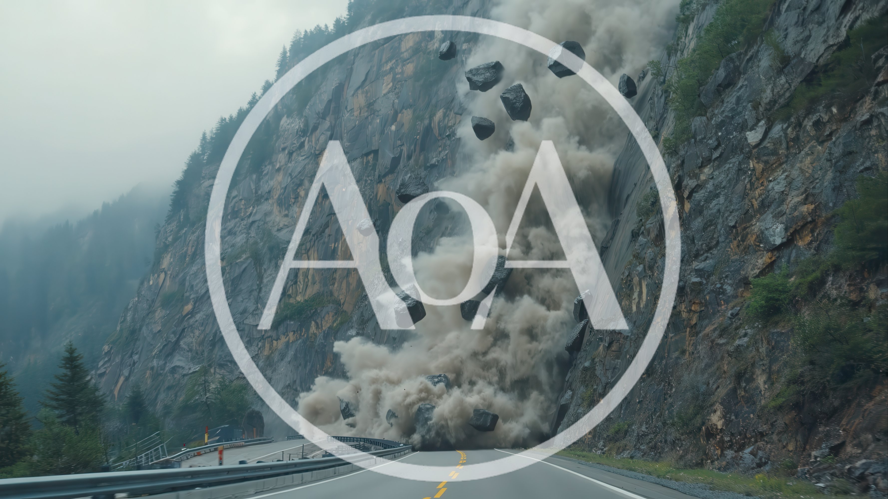 Dramatic Rockfall Landslide Blocking A Mountain Road