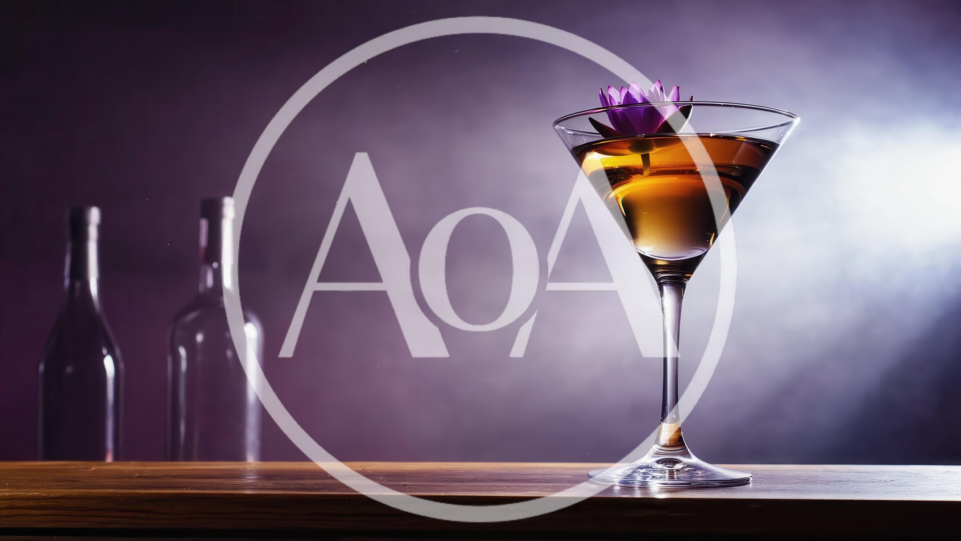 Elegant Martini Glass With Purple Flower Garnish