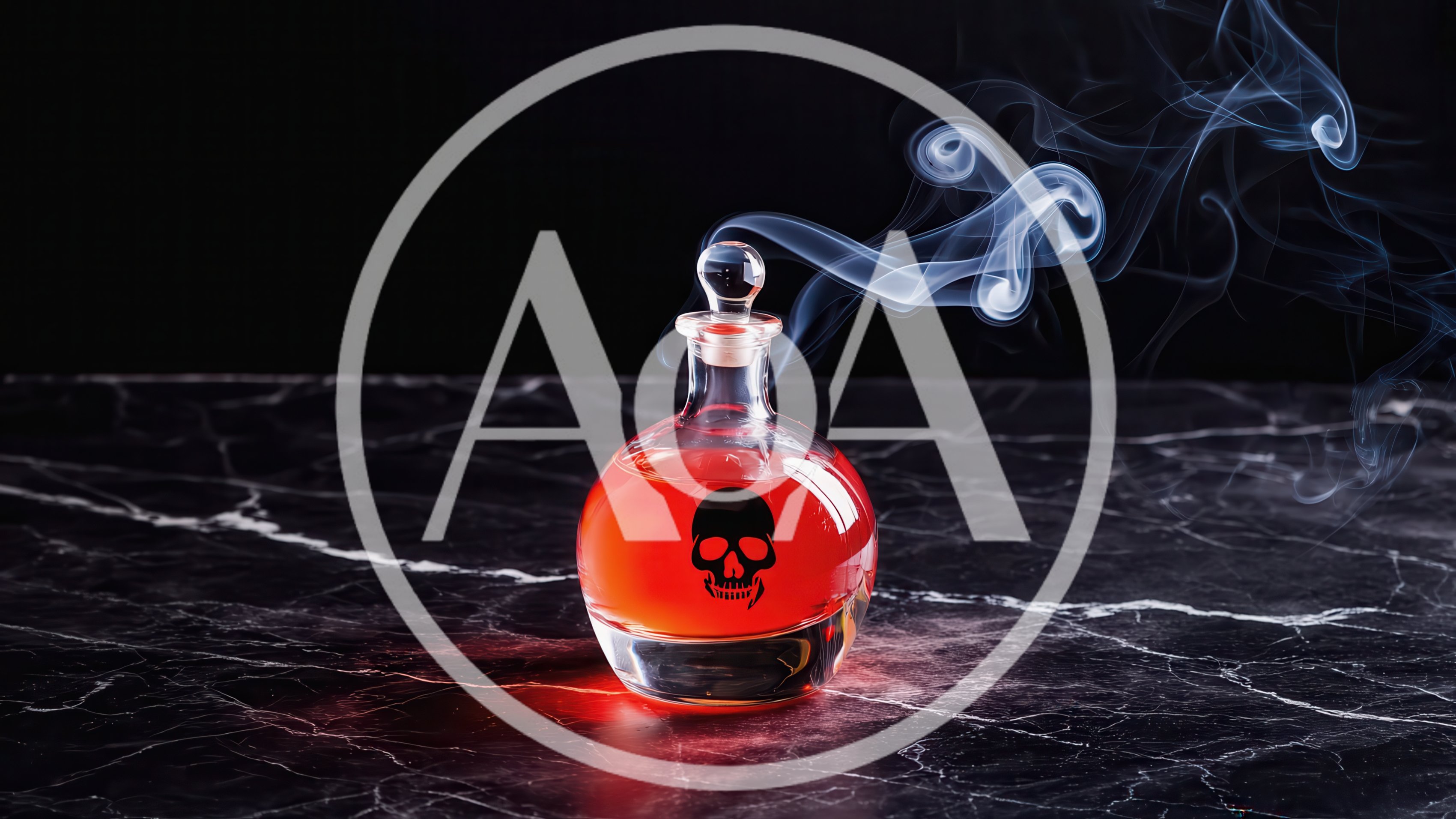 Glass Poison Bottle With Skull Symbol And Rising Smoke