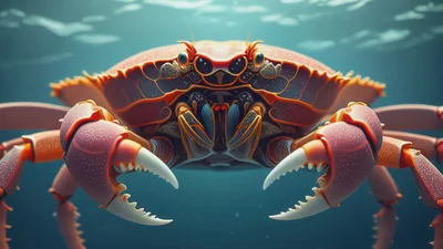 Close Up Of A Vibrant Crab Underwater