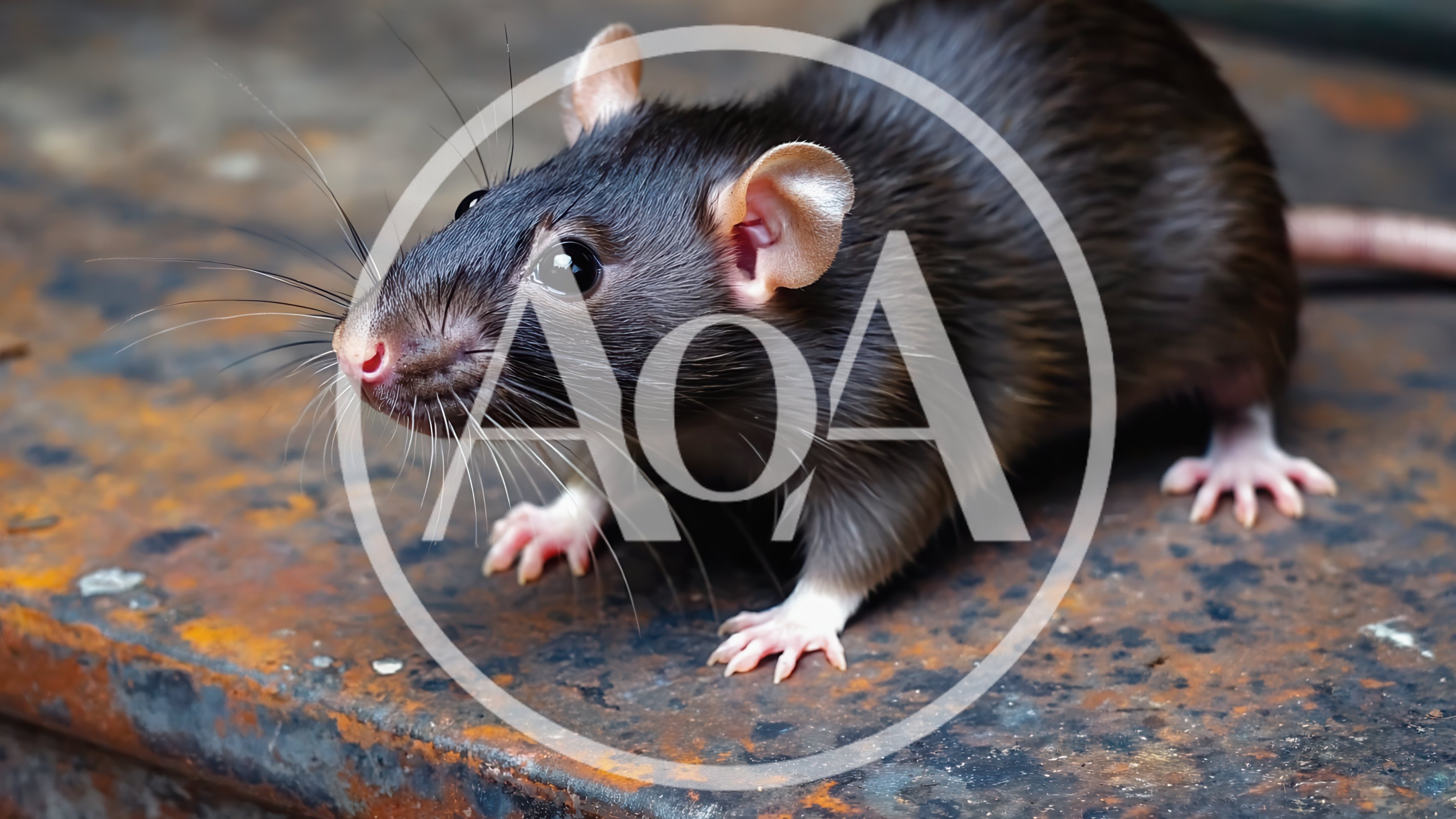 Close Up Of A Dark Brown Rat On Rusty Metal