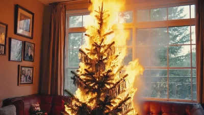 Christmas Tree Engulfed In Intense Indoor Fire