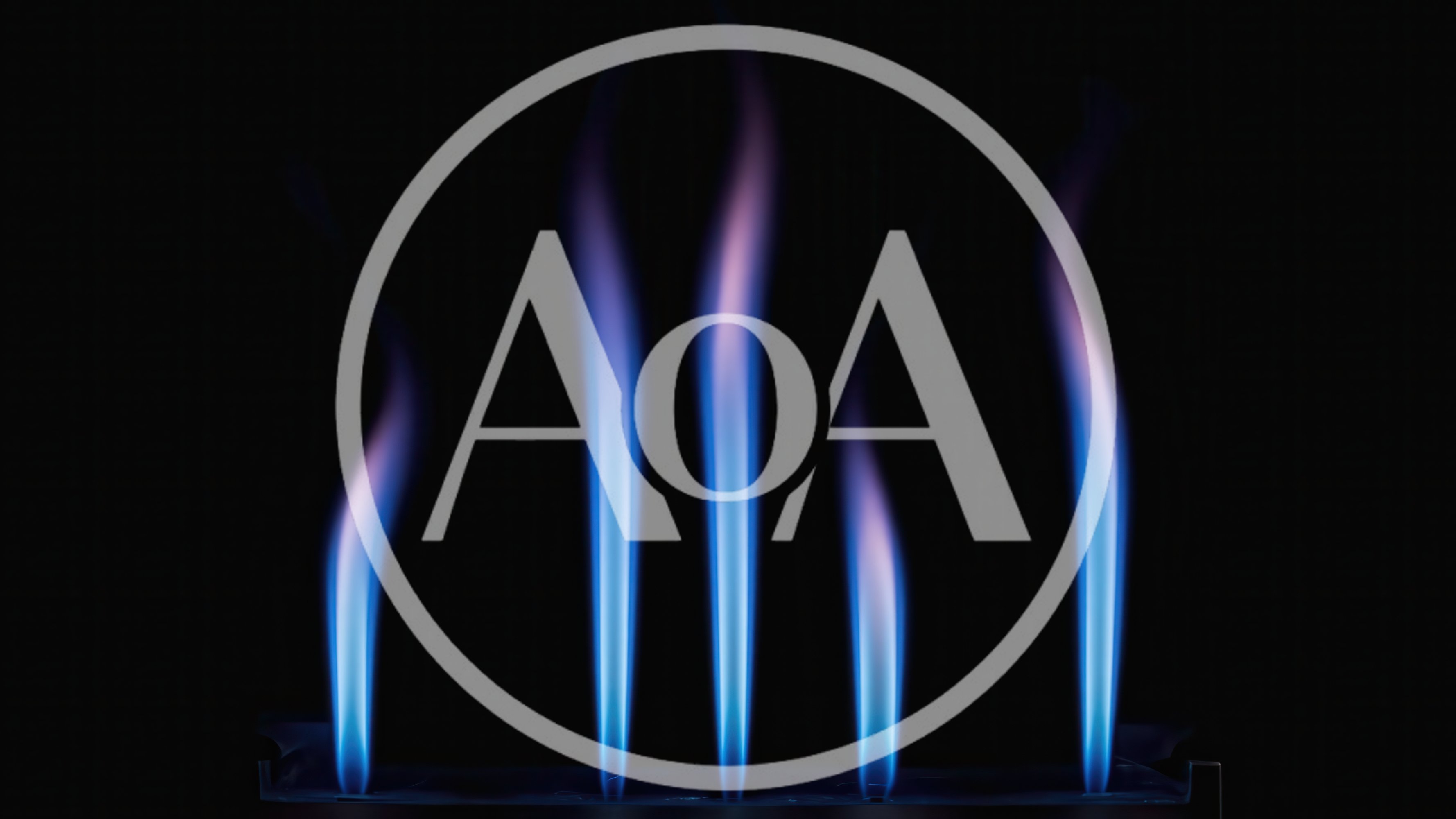 Five Blue Gas Flames Burning In The Dark