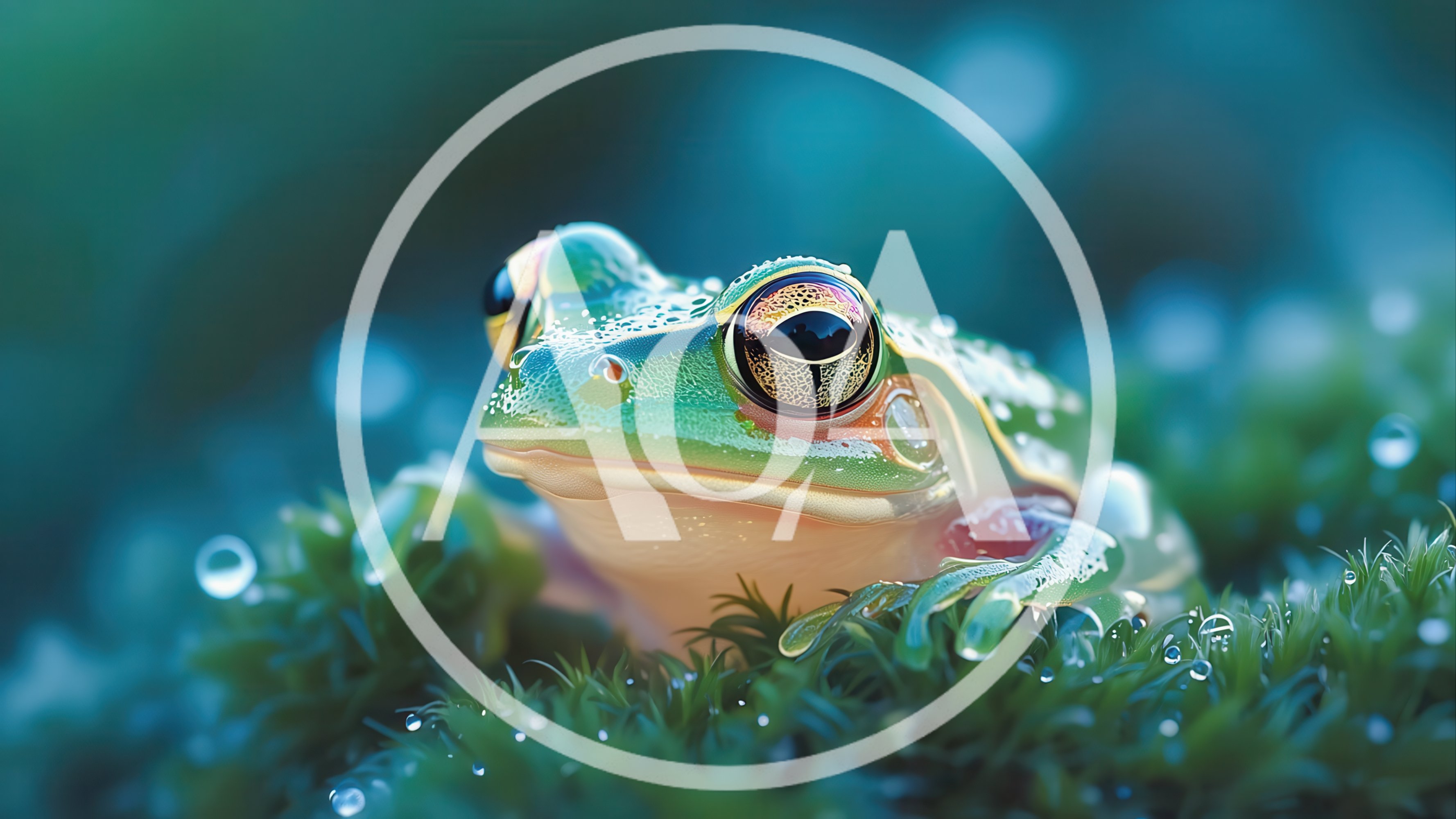 Green Tree Frog Resting On Mossy Surface