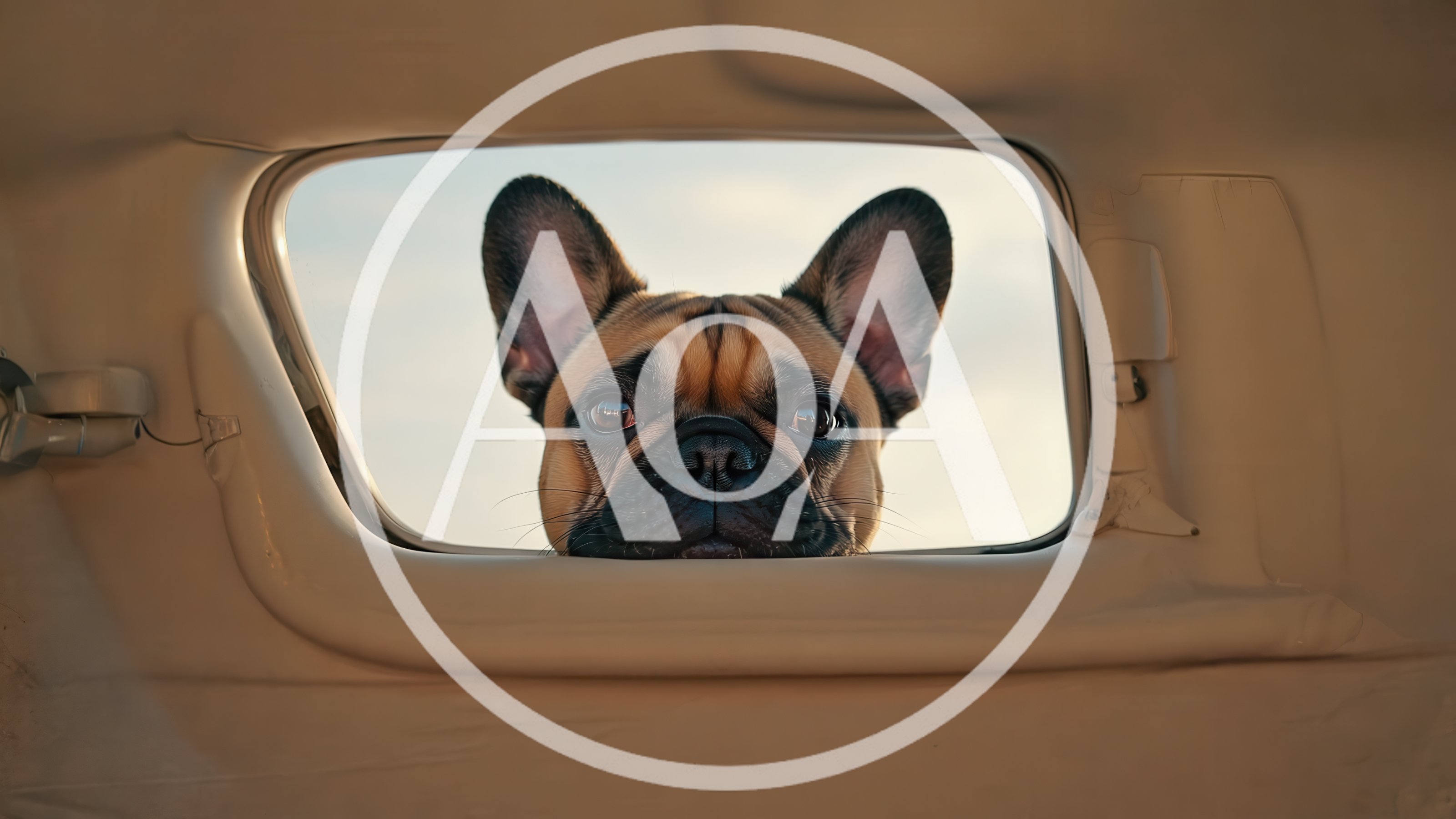 French Bulldog Looking Through A Car Window