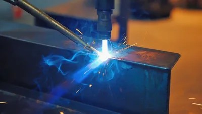 Industrial Metal Welding Process With Bright Sparks