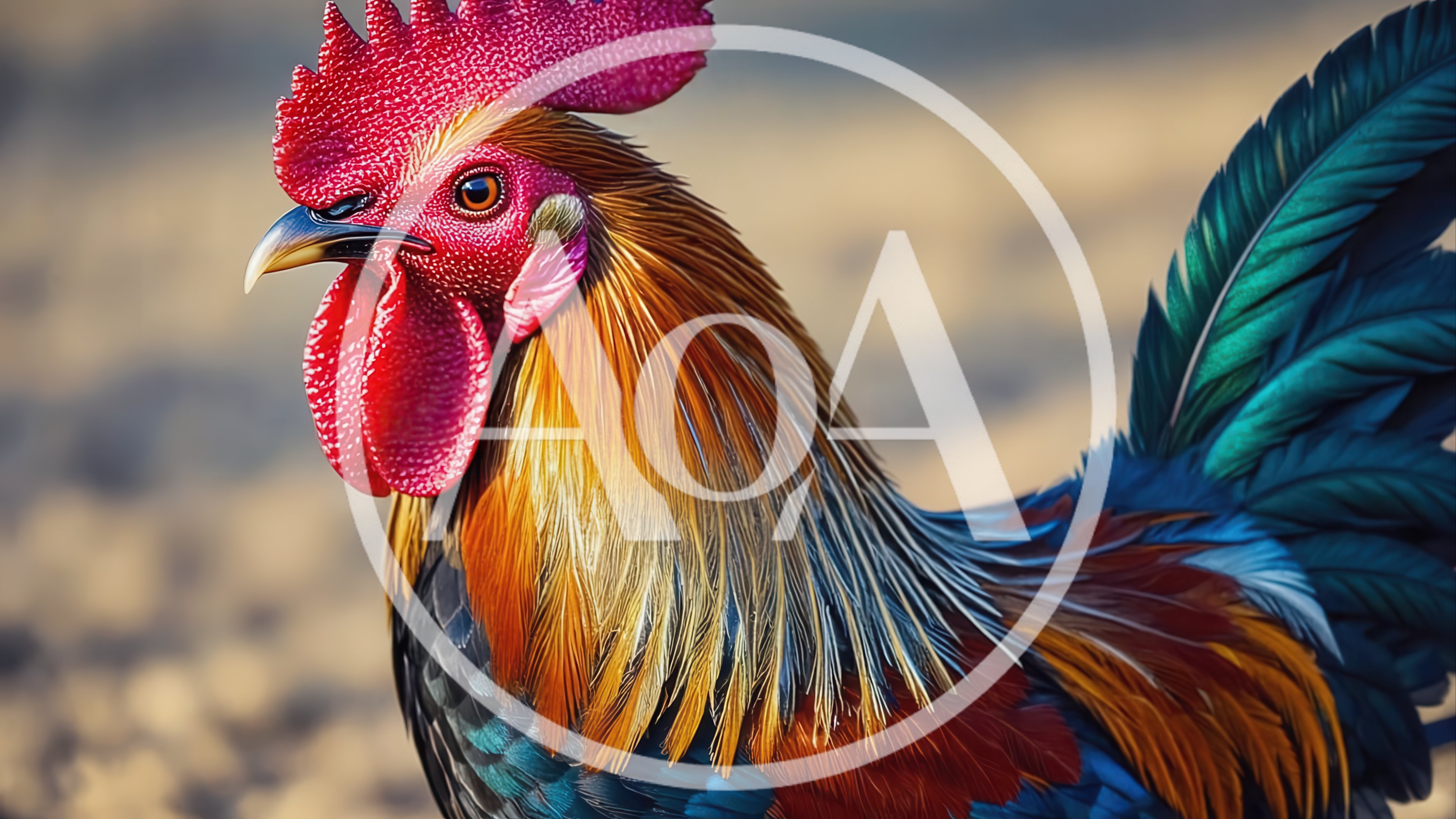 Close Up Portrait Of A Colorful Rooster