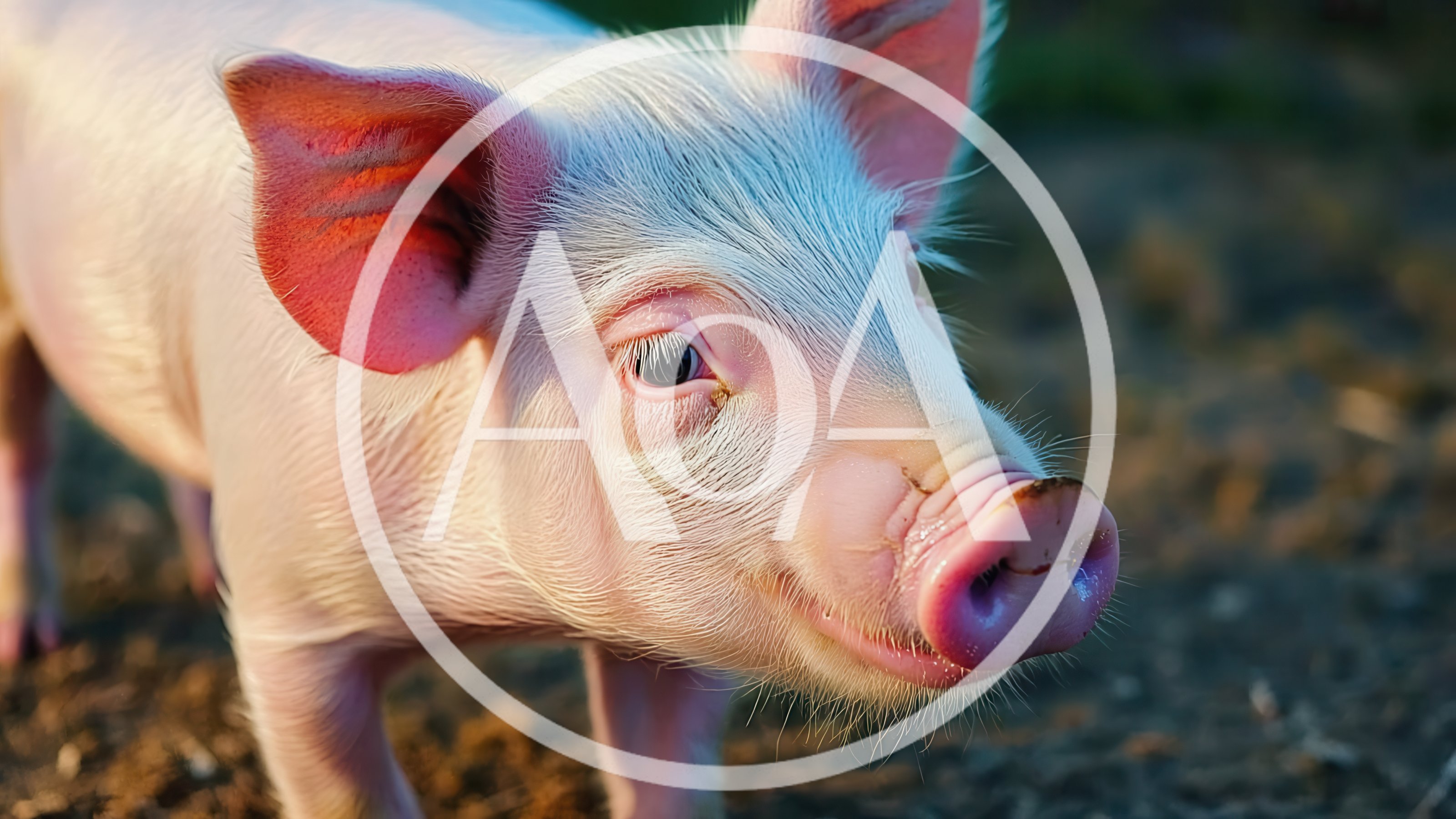 Close Up Portrait Of A Cute Pink Piglet