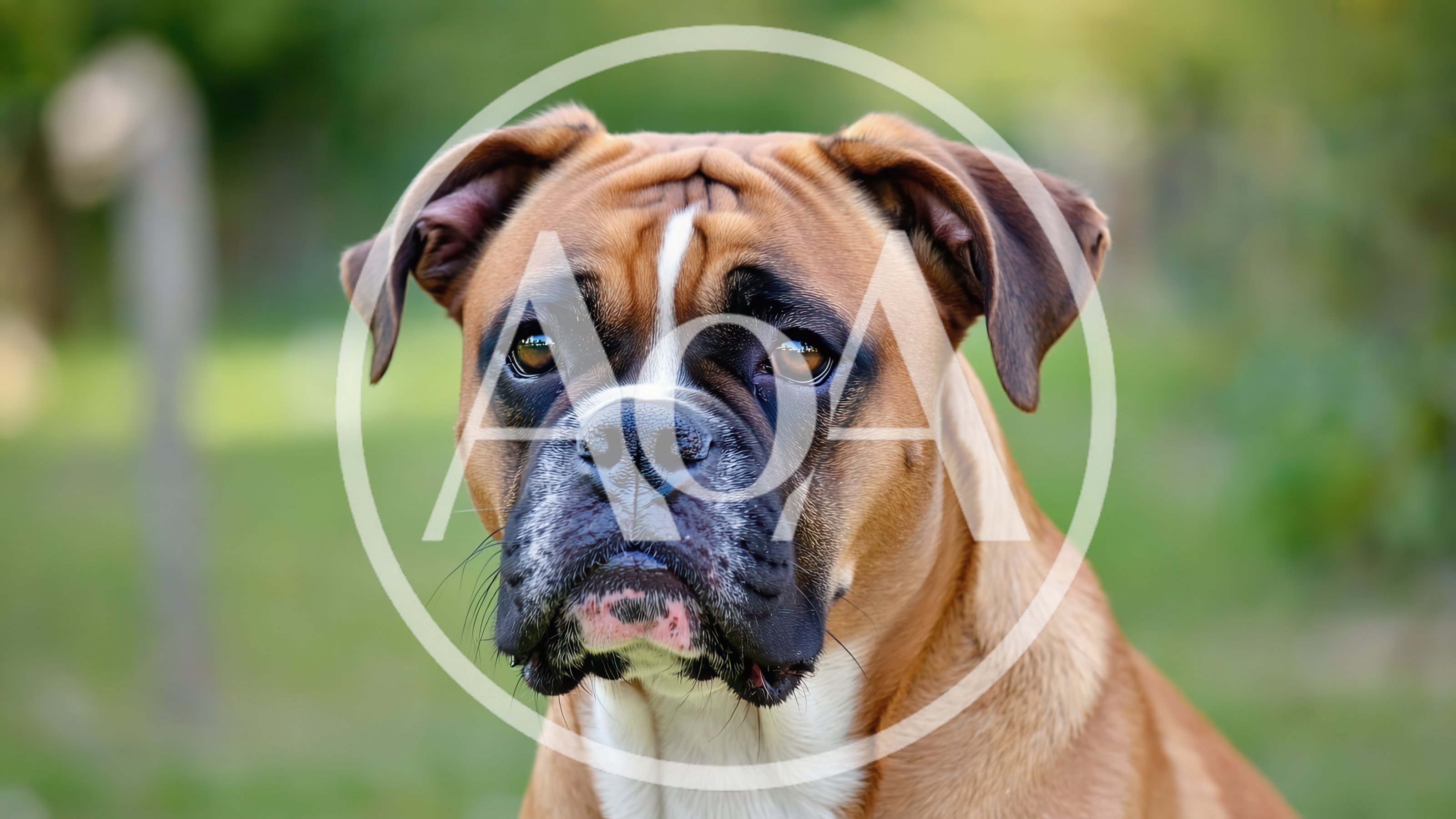 Portrait Of A Boxer Dog In A Park