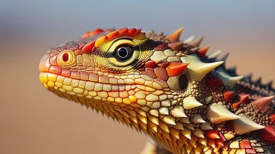 Close Up Portrait Of A Spiky Thorny Devil Lizard