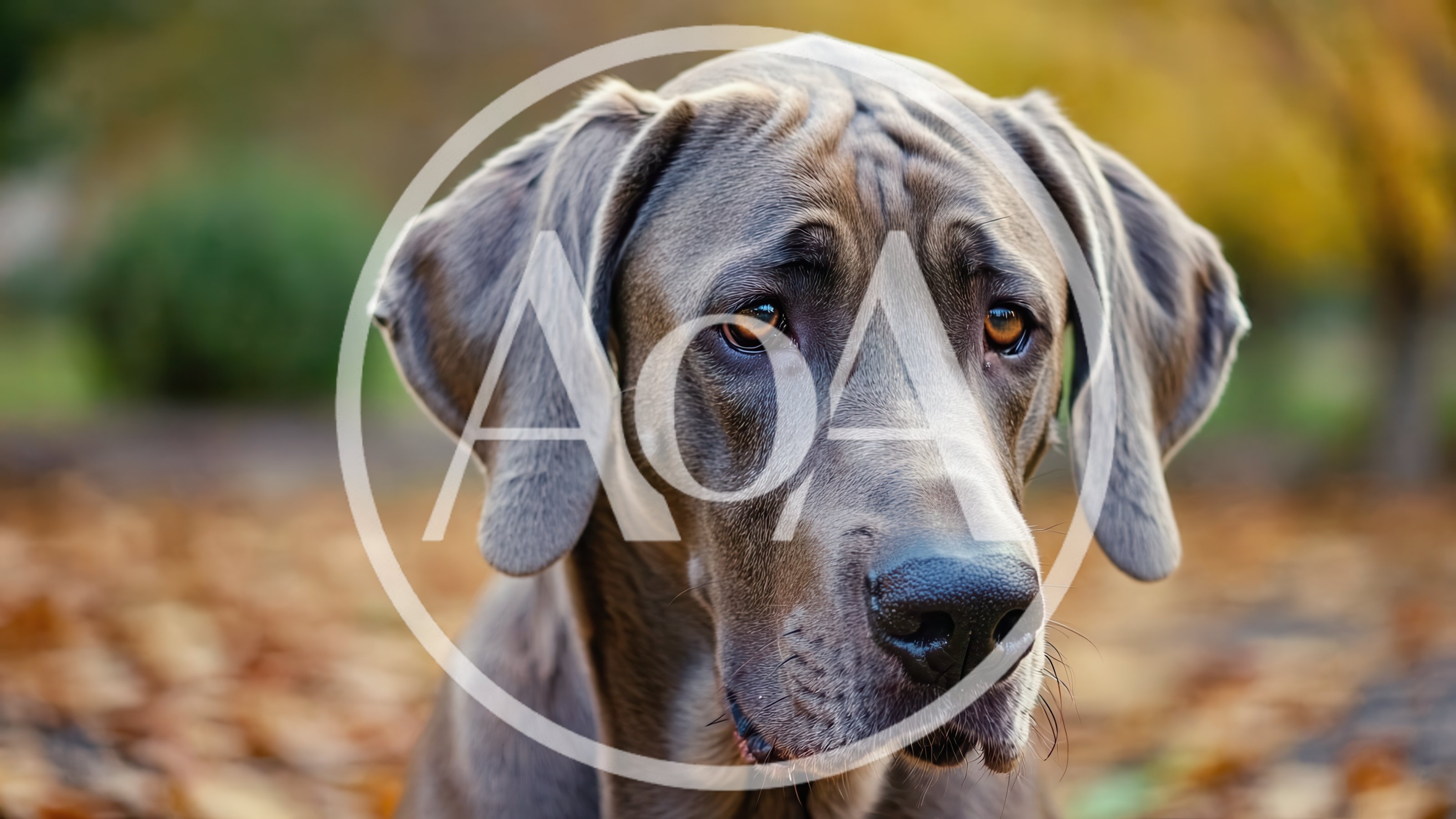 Close Up Portrait Of A Weimaraner Dog