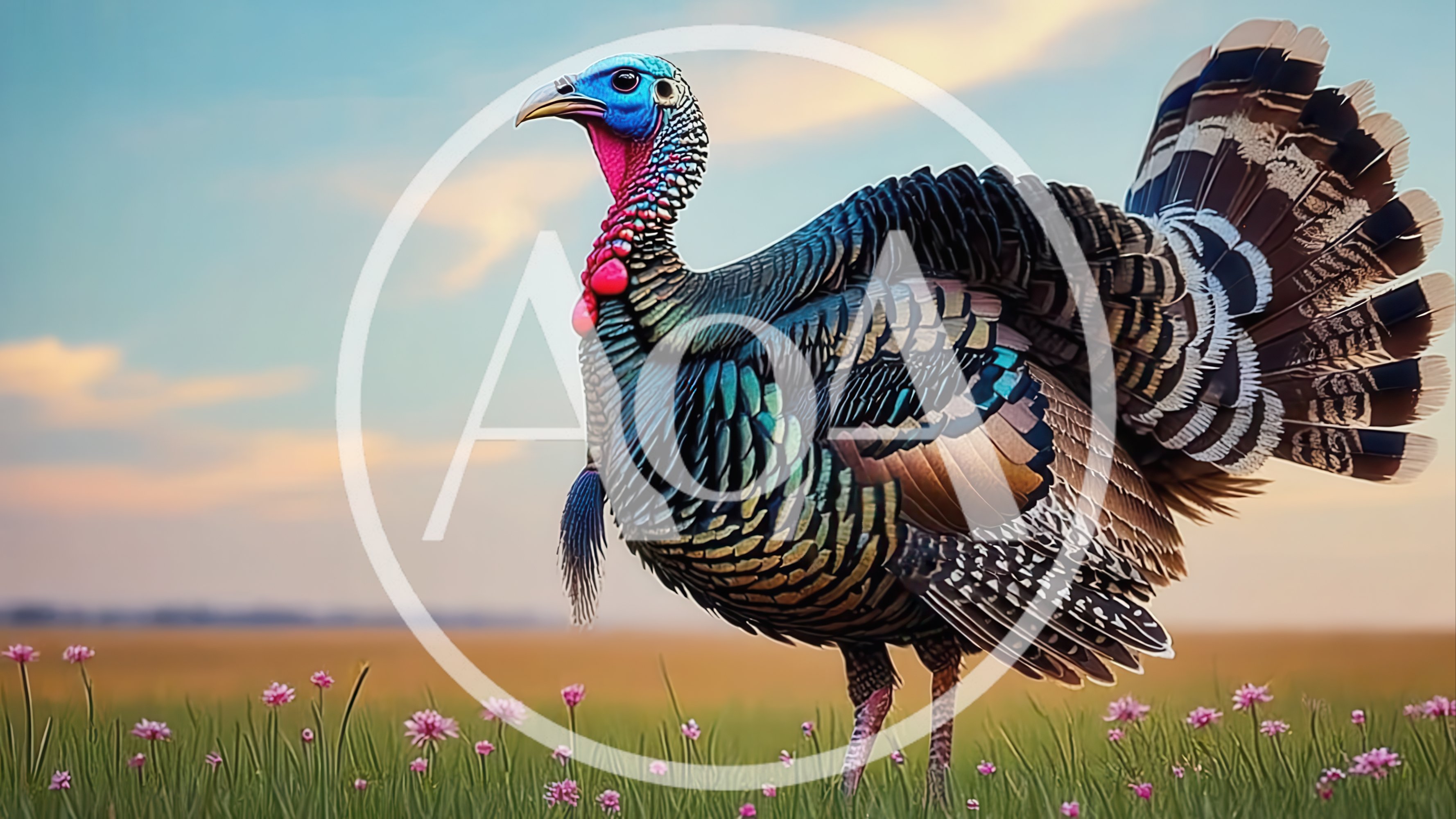 Wild Turkey Standing In A Grassy Meadow