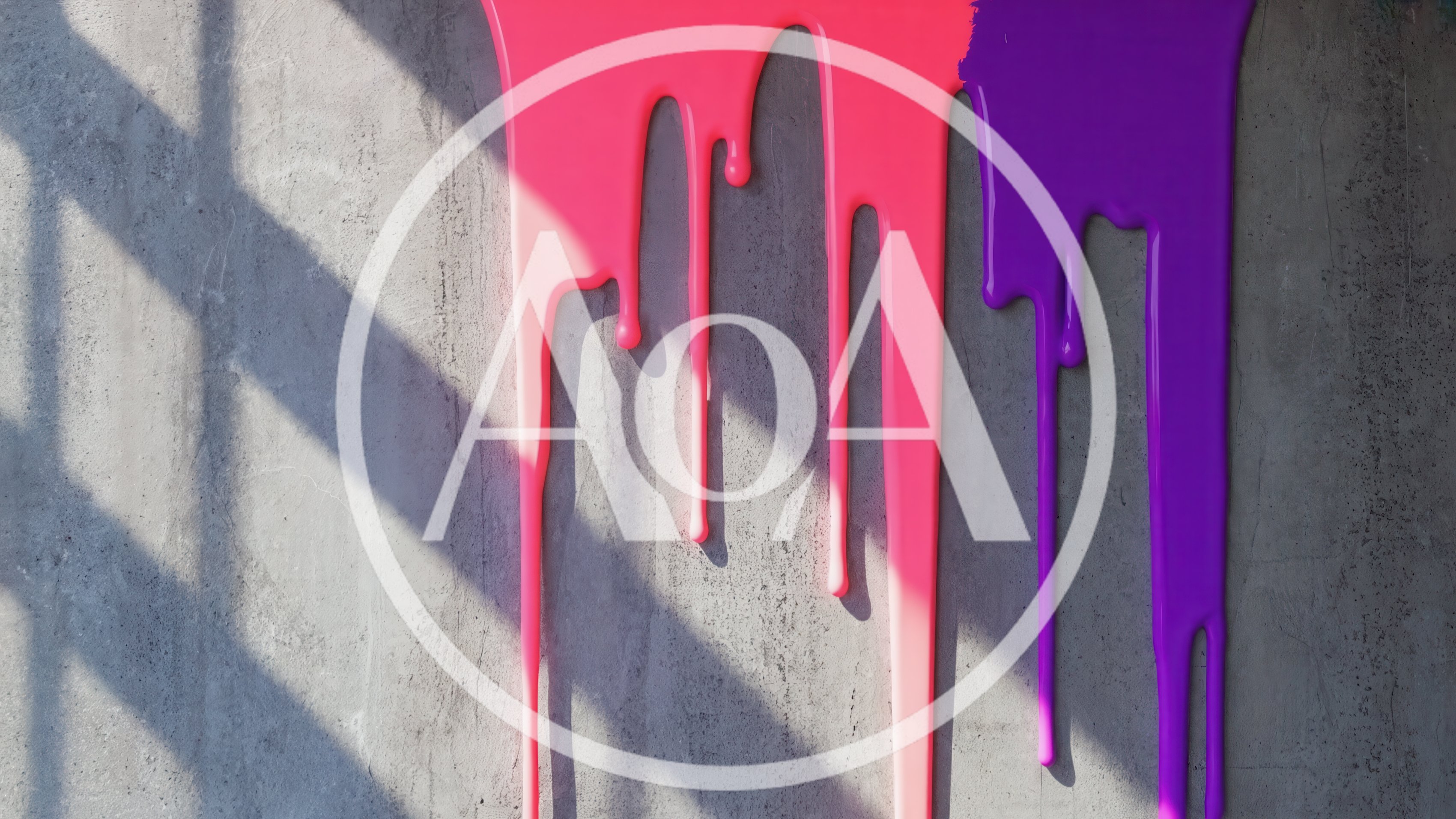 Pink and Purple Paint Drips on Concrete Wall