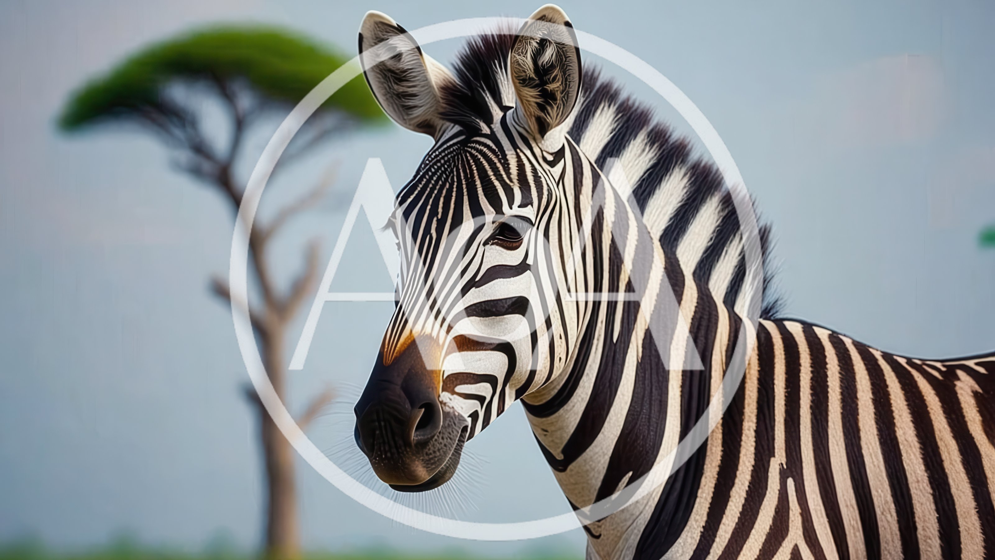 Portrait Of A Zebra In The African Savanna