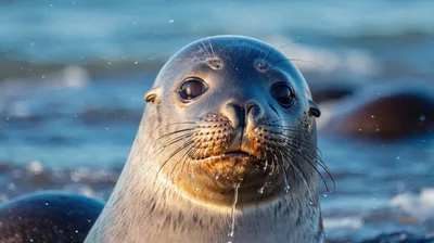 Close Up Portrait Of A Harbor Seal