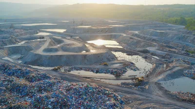 Aerial View of Large Industrial Landfill Site