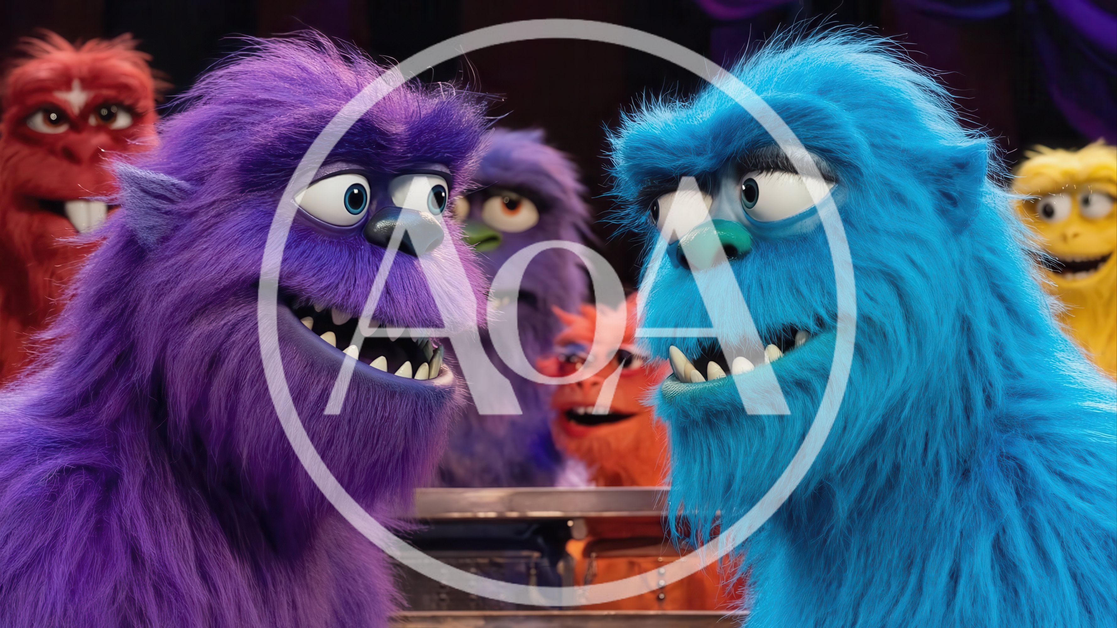 Group Of Colorful Furry Monsters In A Classroom Setting