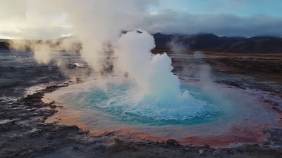 Geothermal Hot Spring Erupting In El Tatio Geyser Field