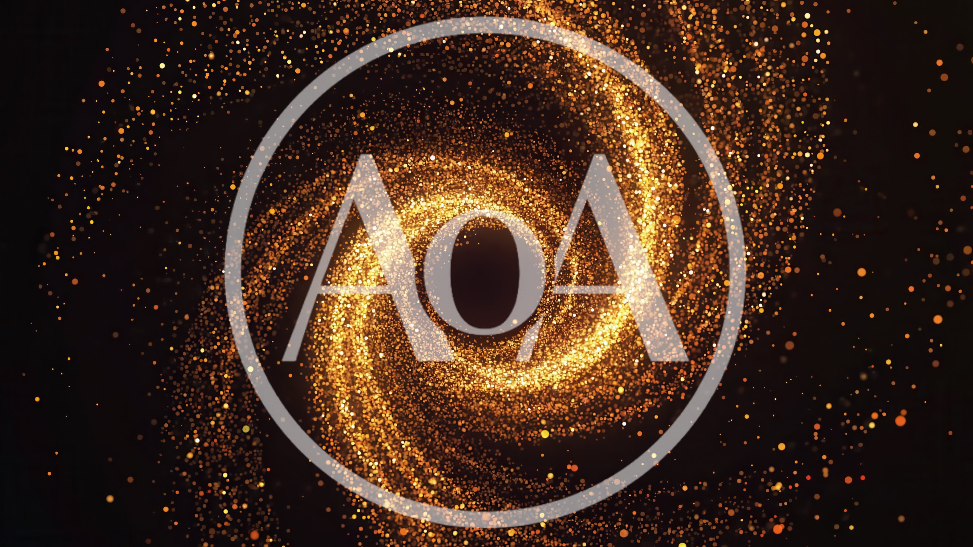 Golden Glitter Particles Swirling In A Spiral Vortex