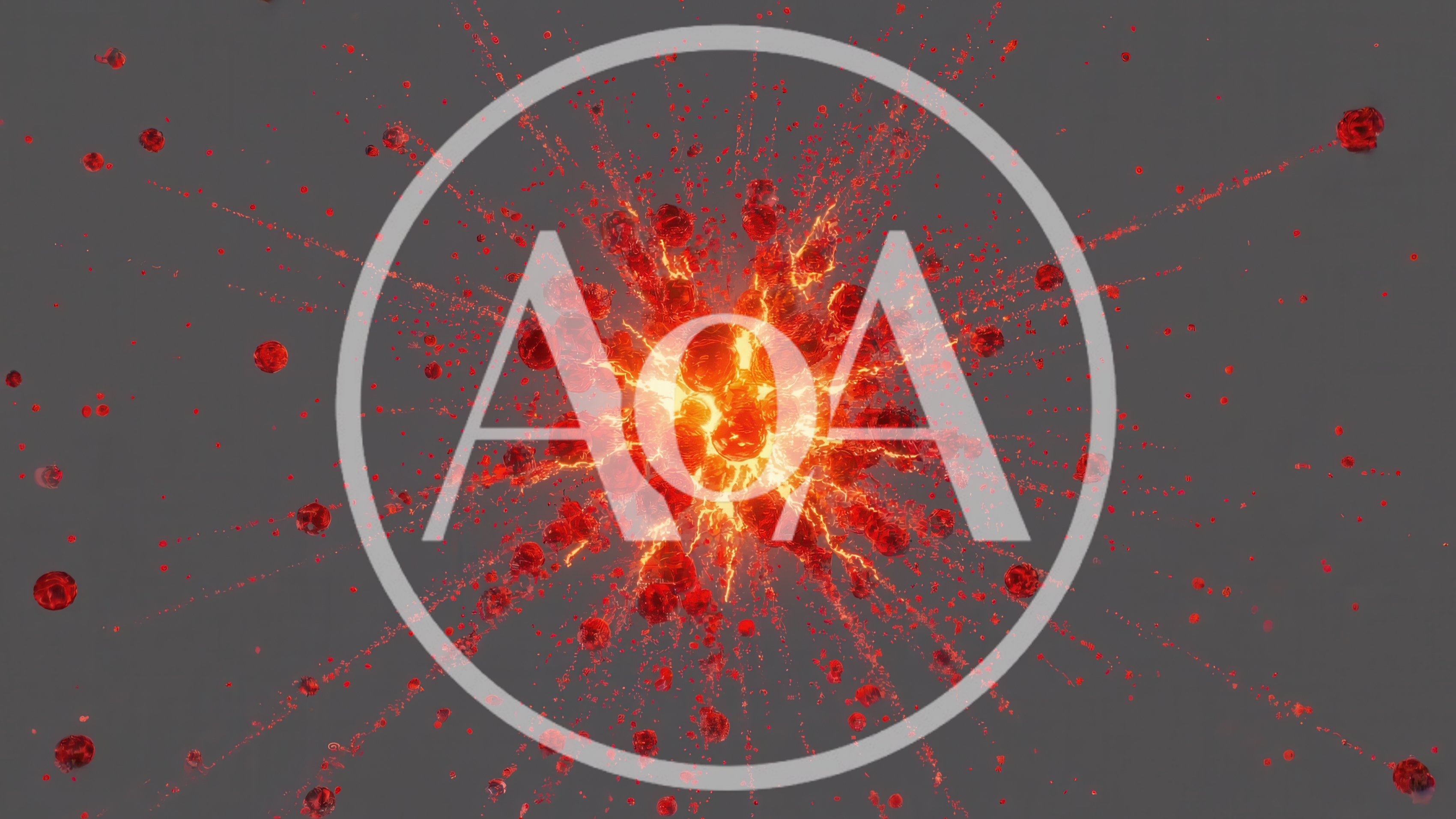 Abstract Explosion Of Glowing Red Spheres