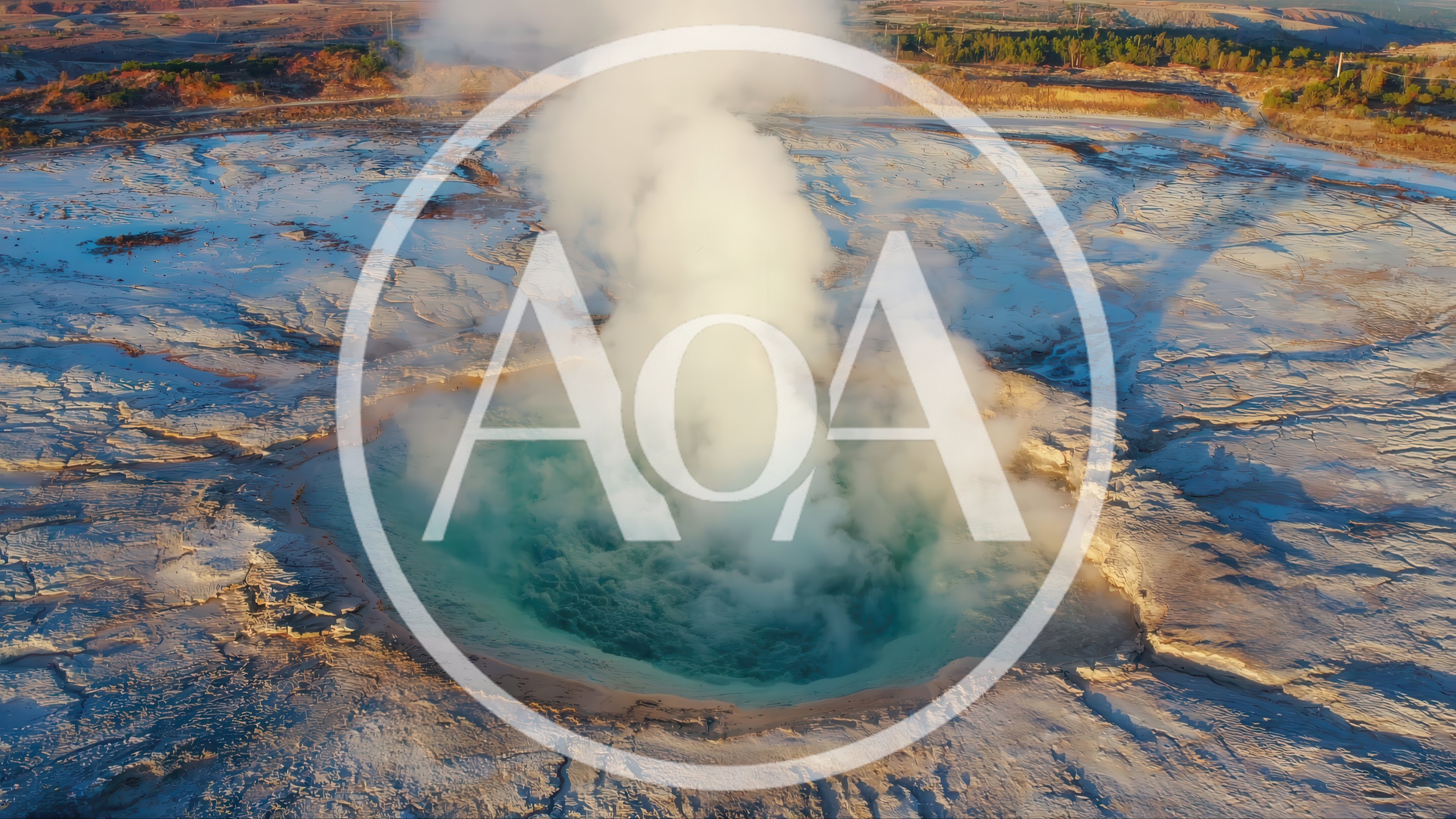 Aerial View Of A Steaming Geothermal Hot Spring