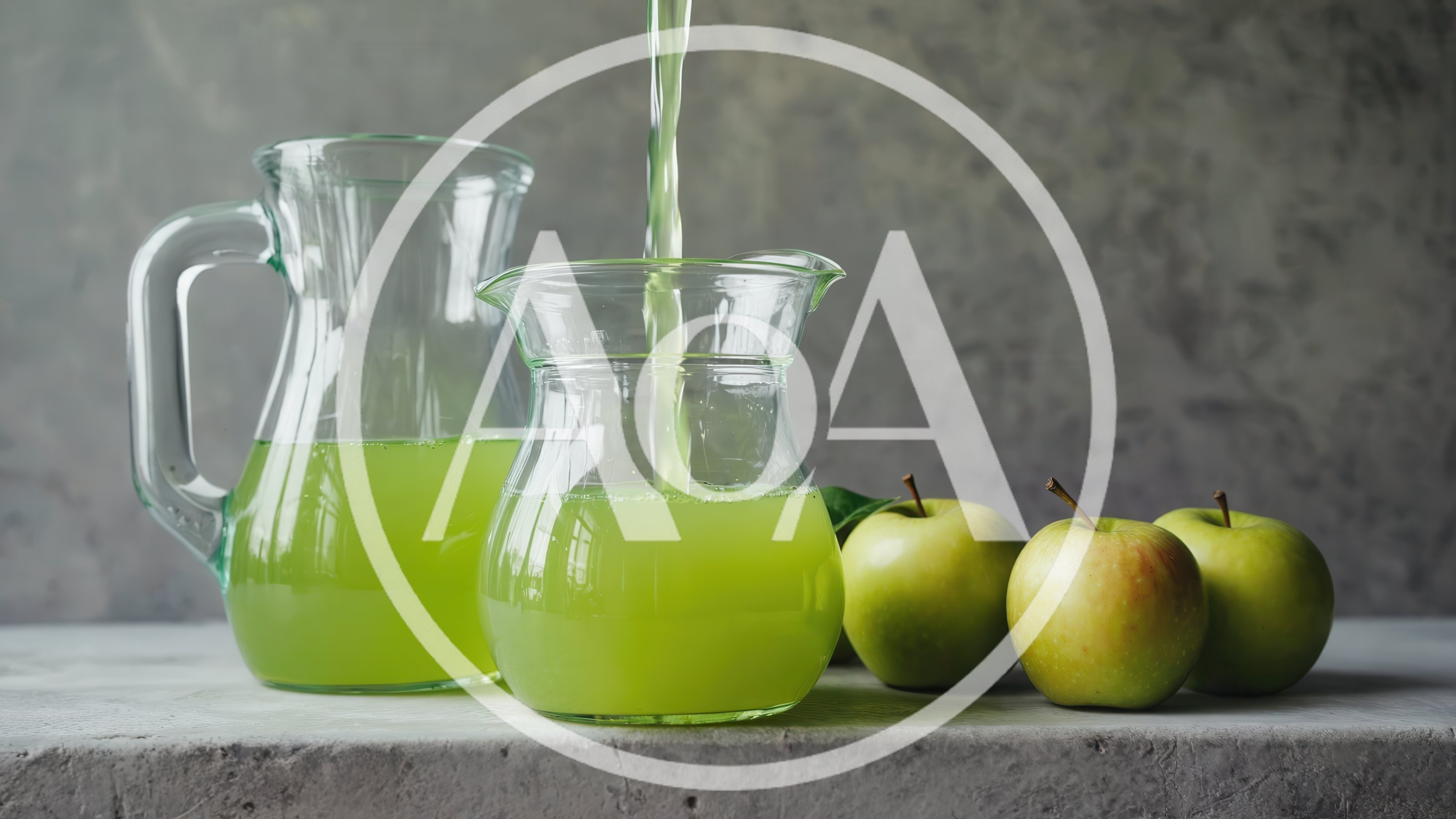Fresh Green Apple Juice Being Poured Into A Pitcher