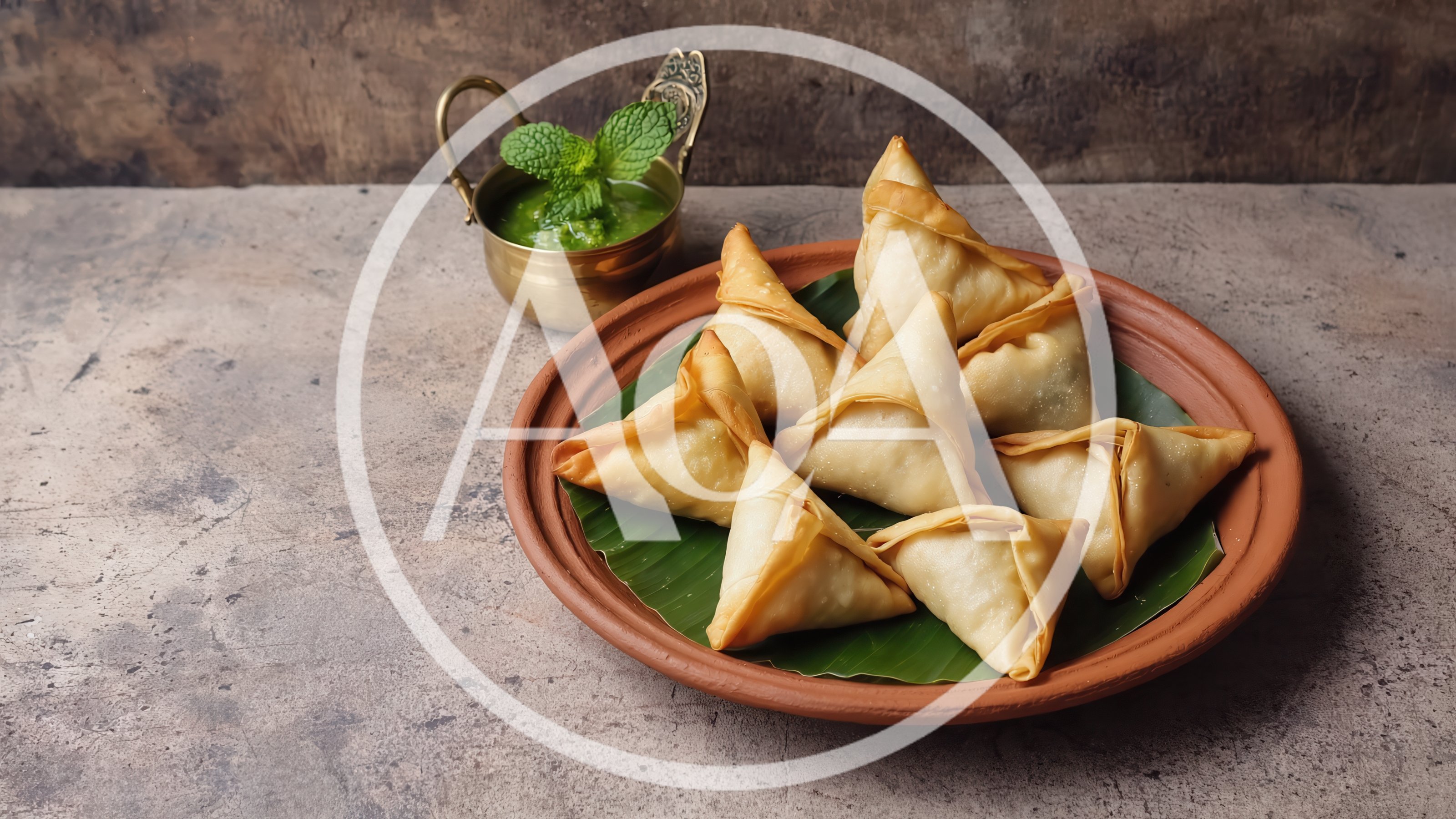 Crispy Fried Samosas Served On A Clay Plate