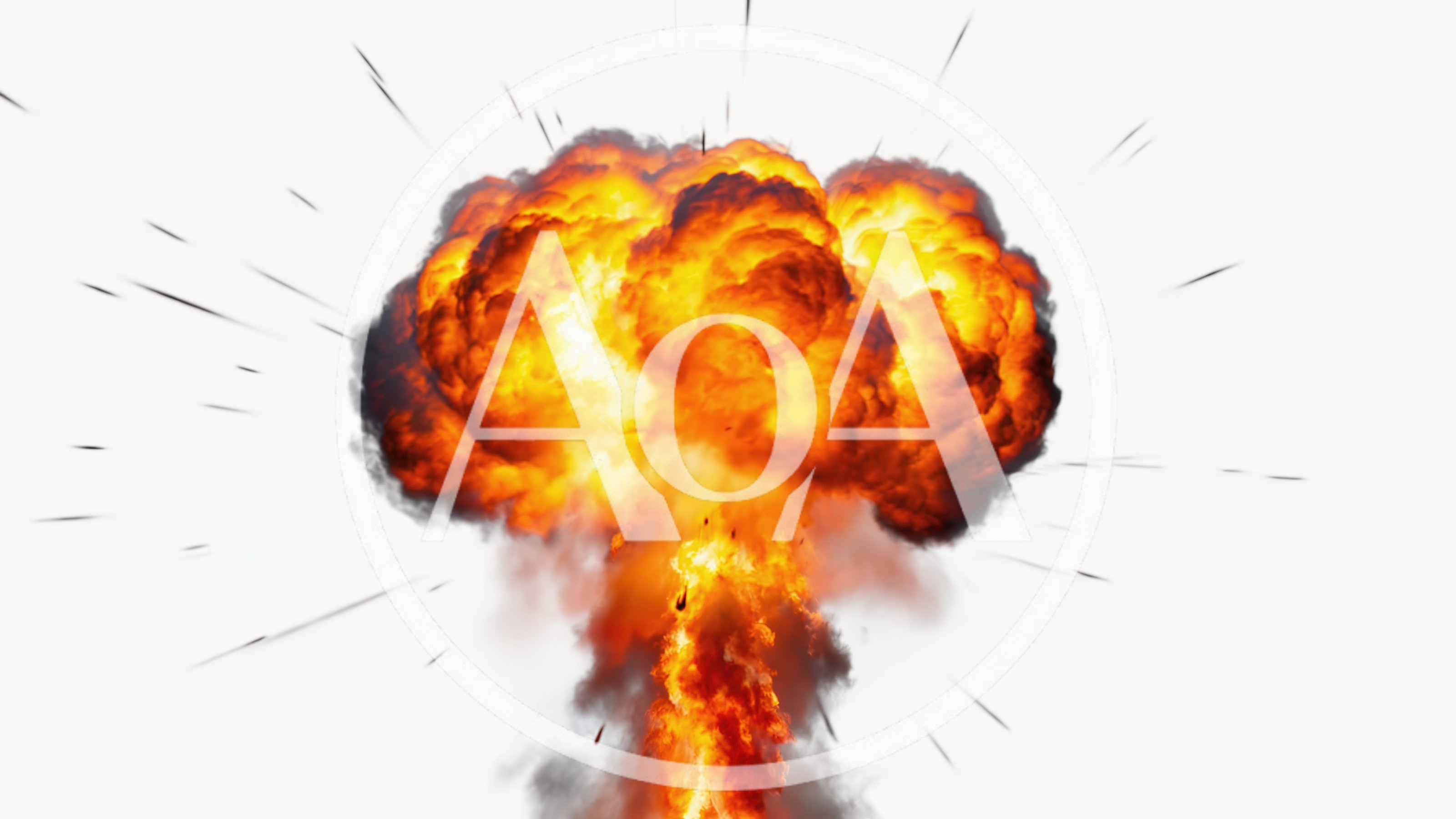 Massive Fiery Explosion With Debris Flying Outwards