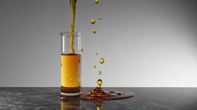 Golden Liquid Pouring Into A Glass Test Tube