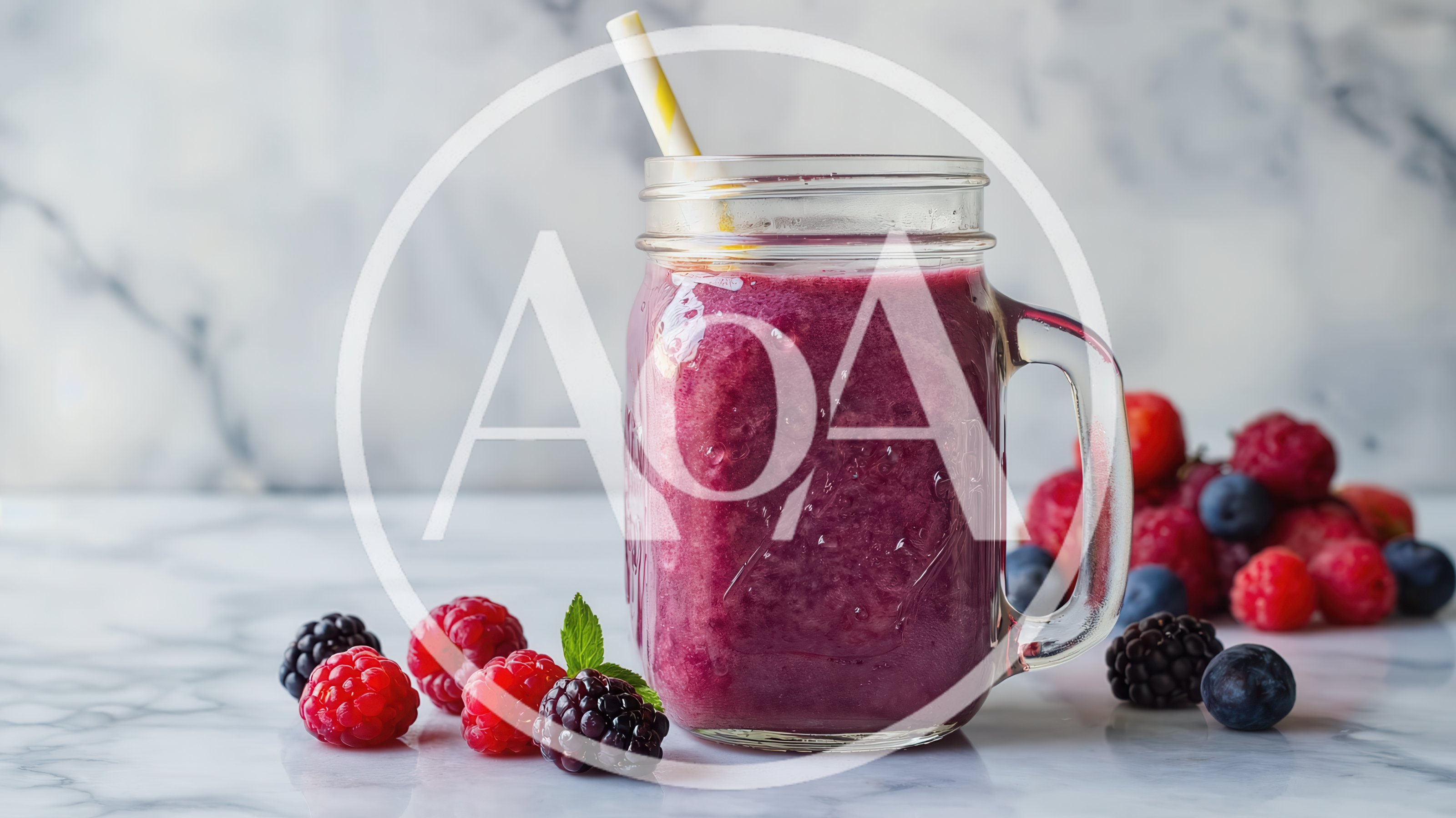 Fresh Berry Smoothie In A Glass Mason Jar