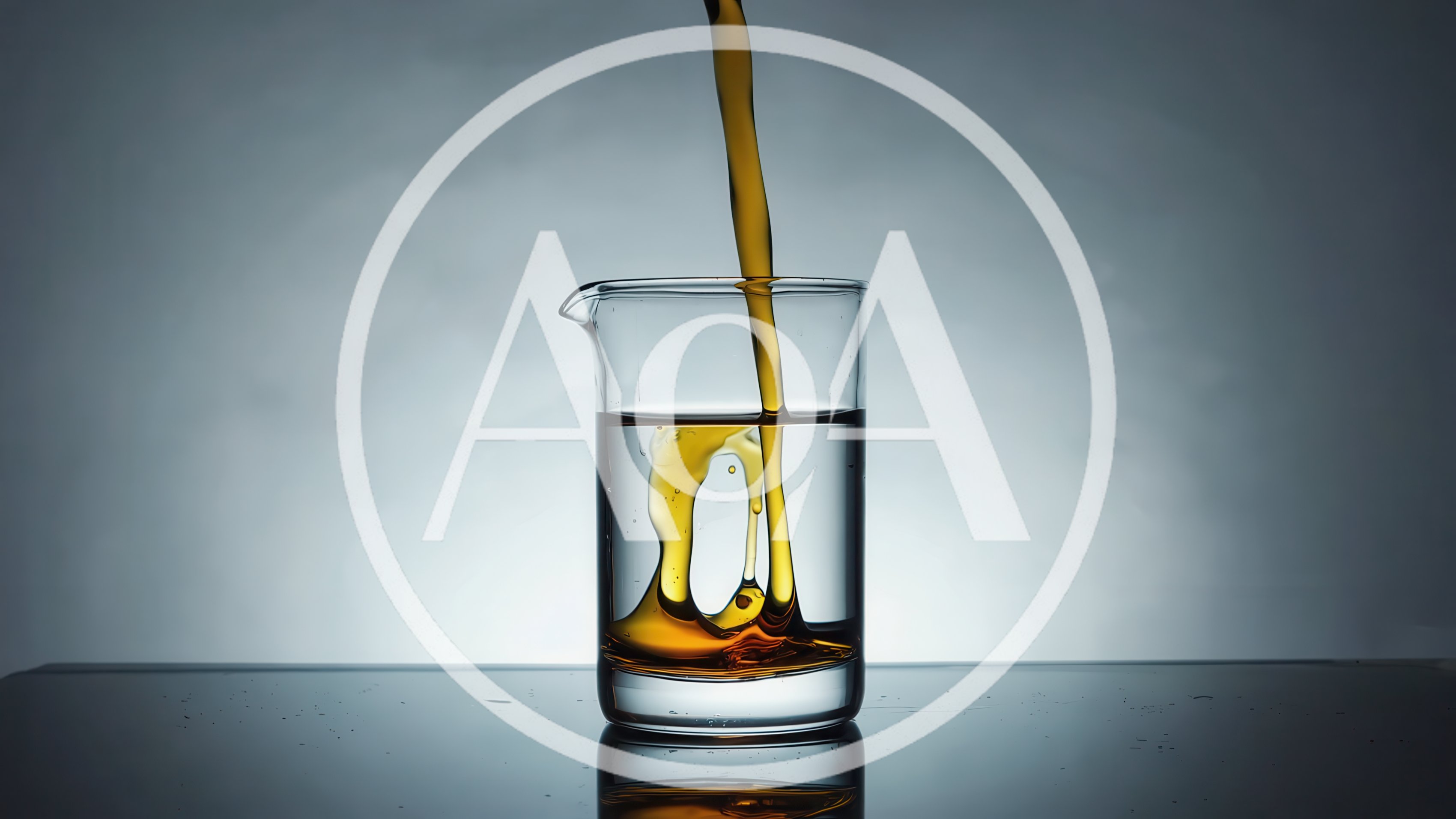 Golden Liquid Pouring Into A Glass Beaker